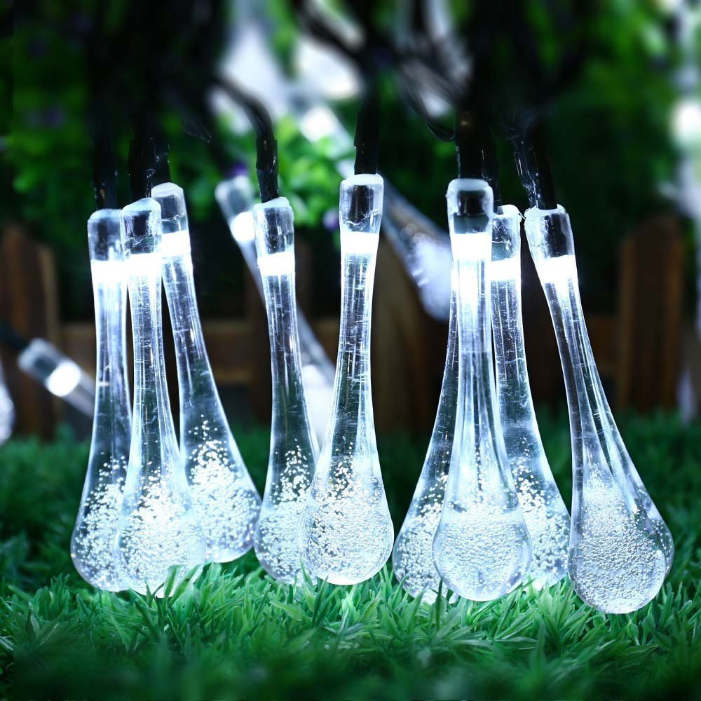 Solar Powered Outdoor String Lights - 20ft Waterproof 30 LED Christmas Fairy Lights with 8 Lighting Modes | Durable Garden Party Decor for Patio, Lawn, Fence, Wedding & Holiday Celebrations (White)