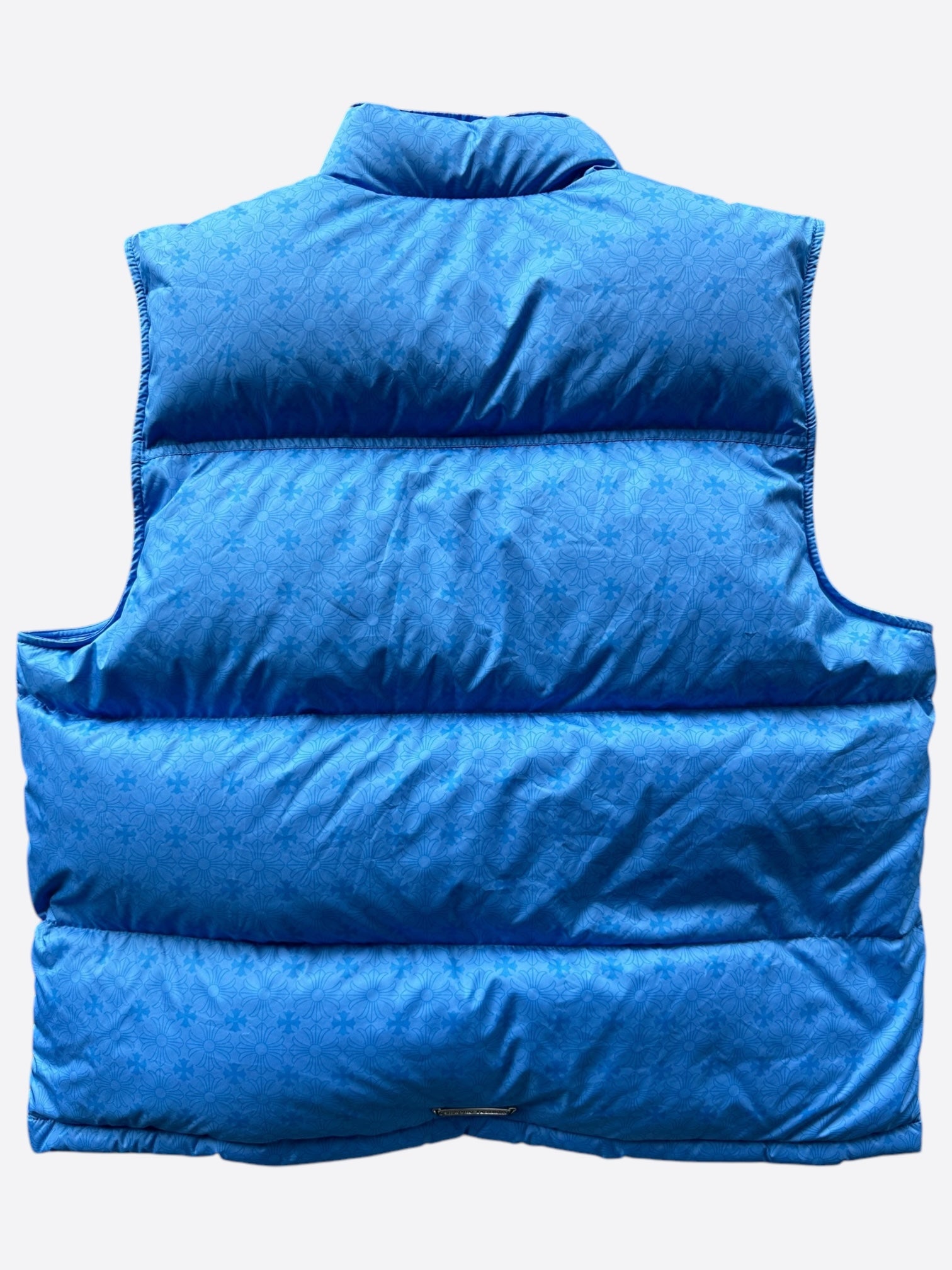 Chrome Hearts Blue Cross Jacquard Puffer Vest for Men & Women - Stylish Winter Fashion Jacket for Outdoor Activities & Streetwear