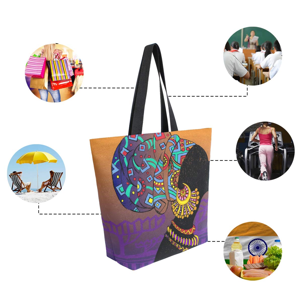 Stylish African American Women's Tote Bag - Large Capacity Work & Travel Shoulder Handbag for Business, Beach & Shopping (Perfect for Office Commute, Weekend Getaways & Daily Errands)