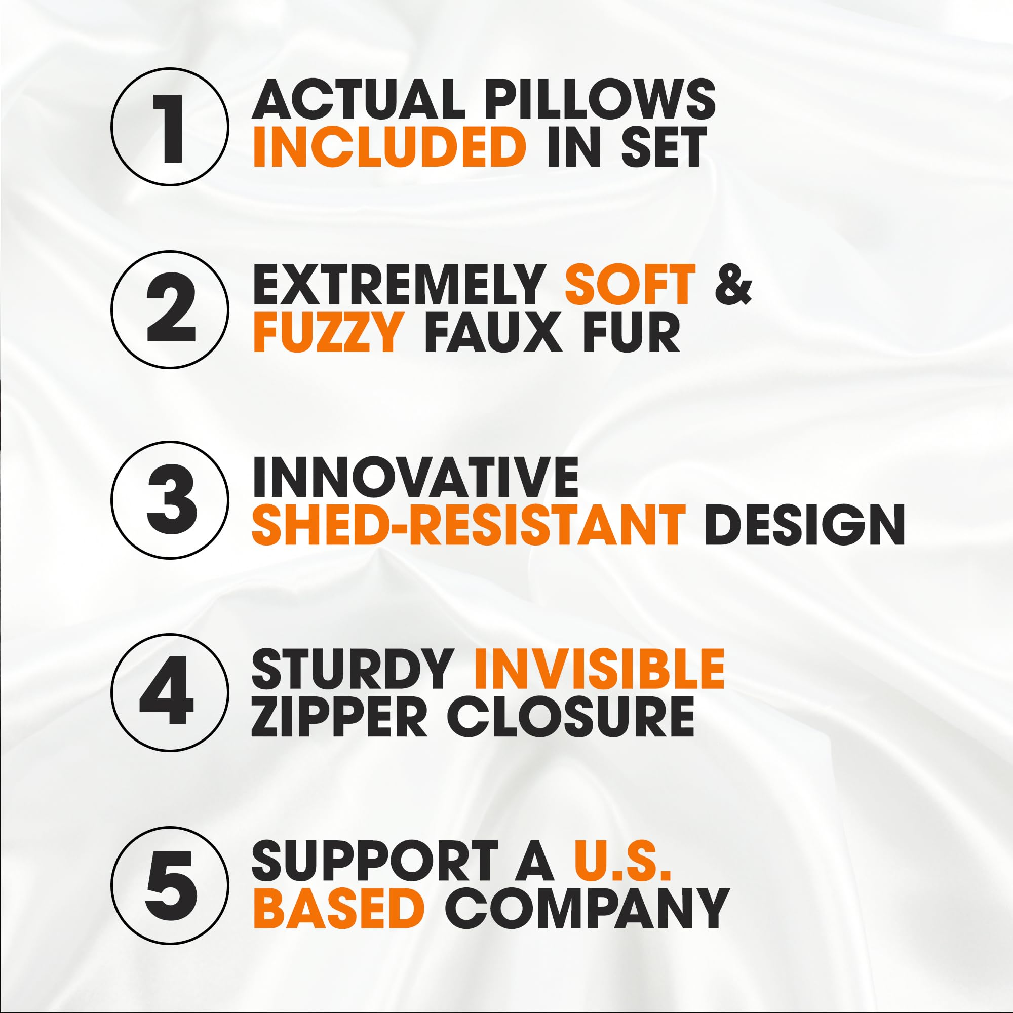 Luxury Faux Fur Throw Pillows Set of 2 - Soft Decorative Couch & Bed Pillows (12