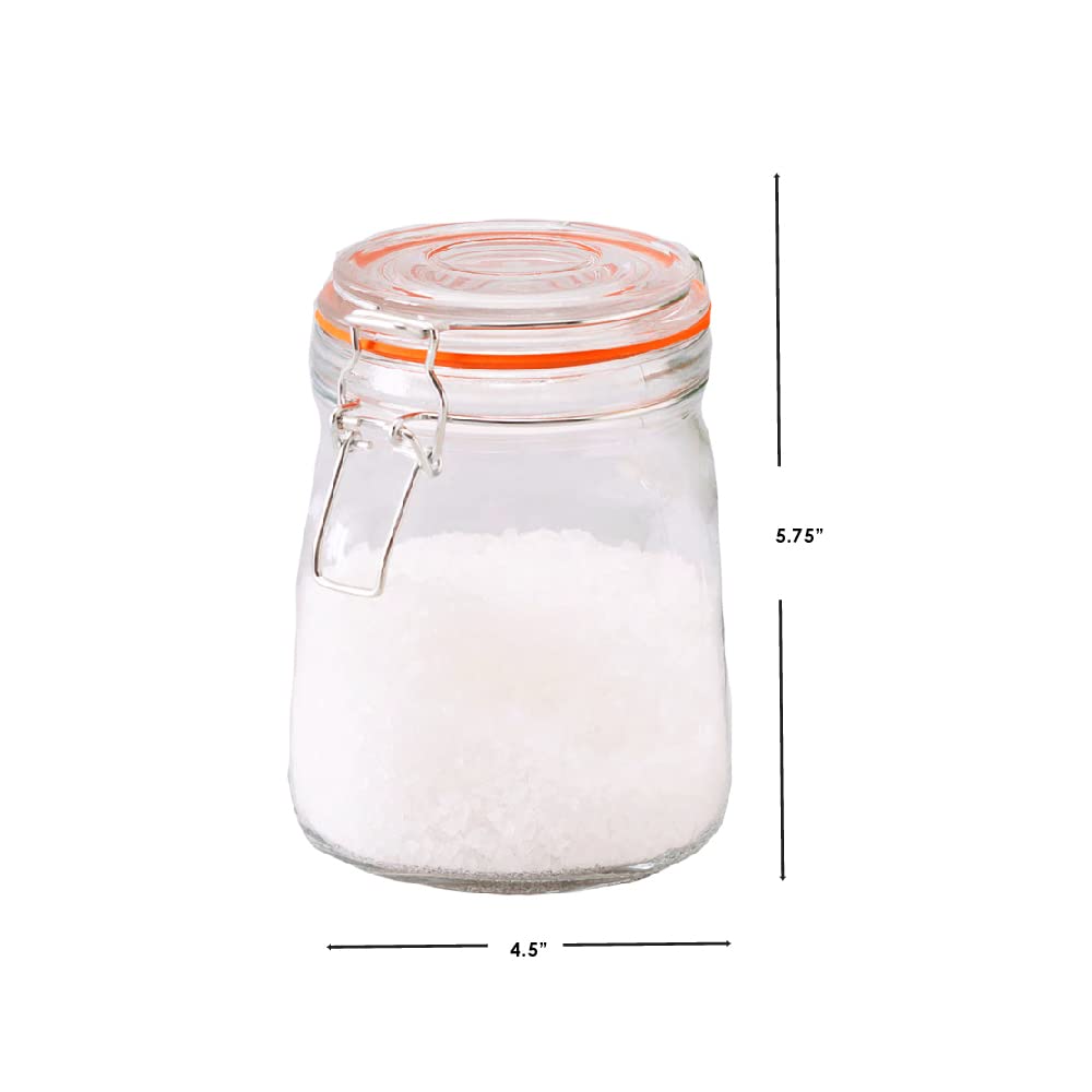Home Basics Clear Mason Jar with Lid - 4 Cup Medium Size for Pickles, Sauces, Jelly, Condiments & Snacks | Perfect for Canning, Food Storage, DIY Crafts & Kitchen Organization
