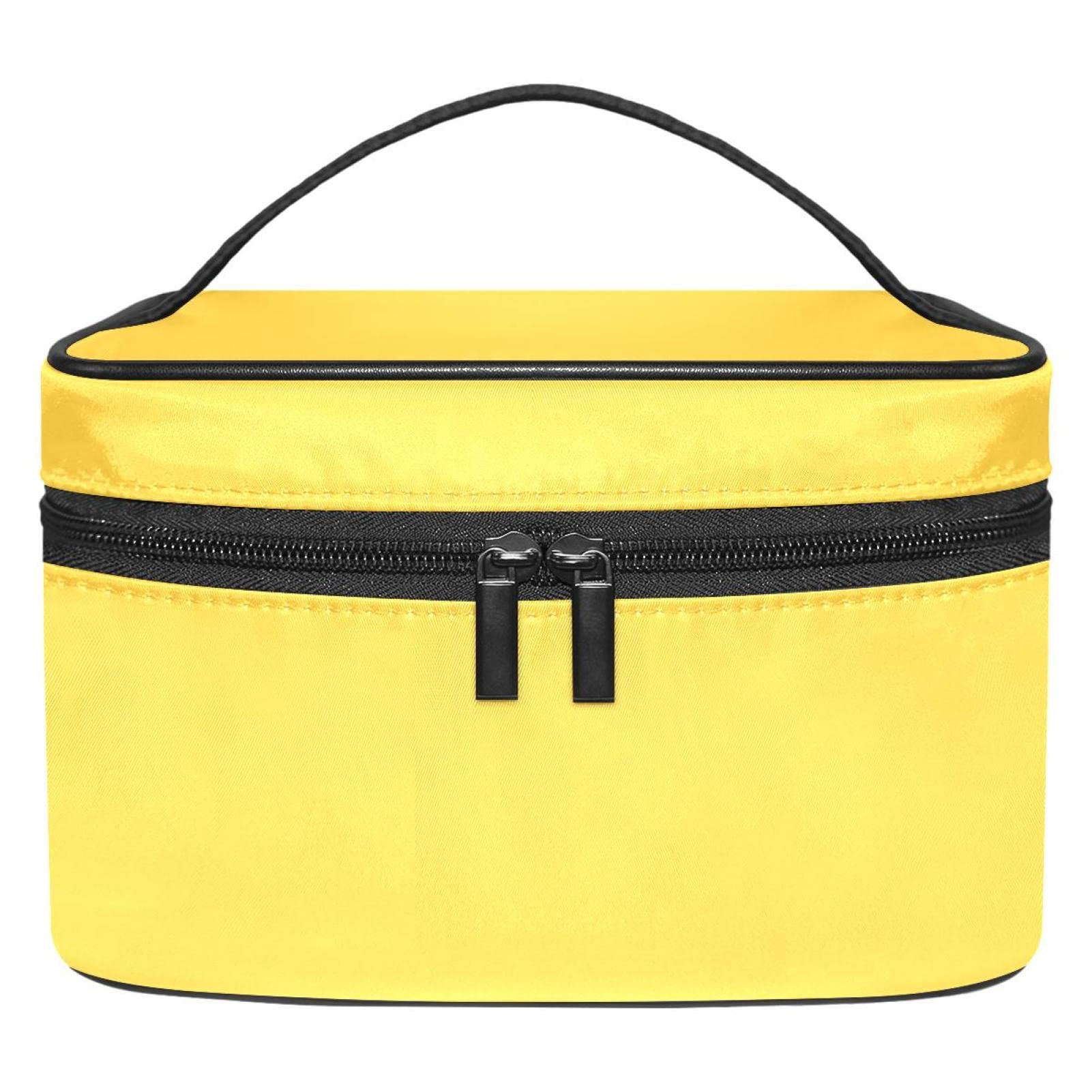Earth Yellow Makeup Organizer Bag - Waterproof Travel Cosmetic Case with Multiple Pockets for Women & Girls | Perfect for Toiletries, Makeup Storage & On-the-Go Organization (Home, Travel, Gym)