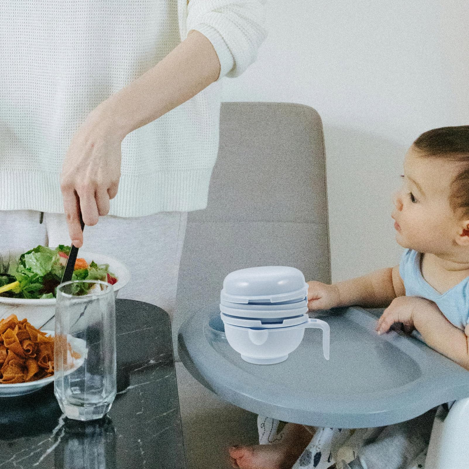 VICASKY Manual Baby Food Grinder - Hand Crank Infant Food Mill with Masher Bowl, Citrus Juicer & Grater for Toddlers - Sky Blue | Perfect for Homemade Purees, Fruit & Vegetable Mash for Babies 6-12 Months