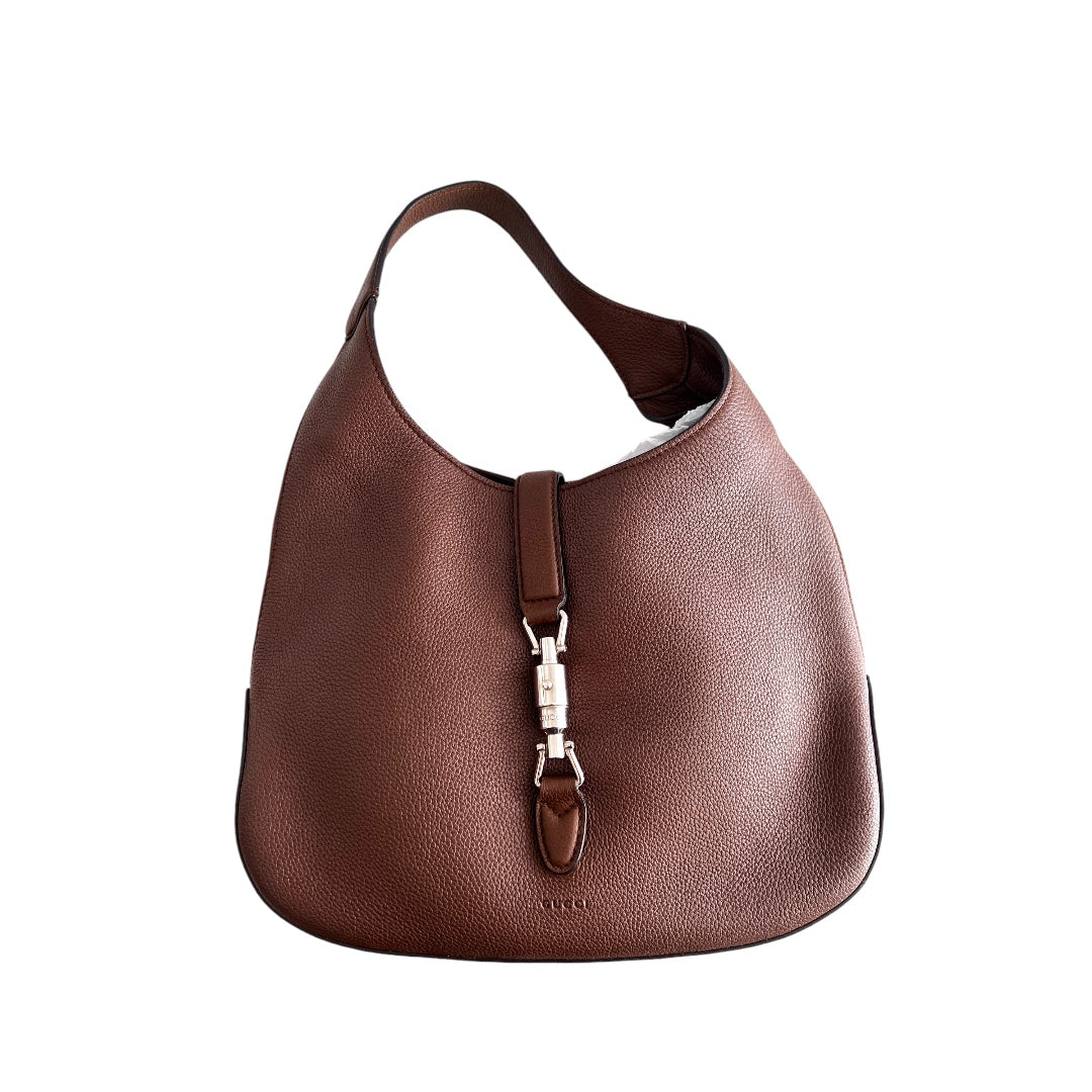 Gucci Brown Grain Leather Hobo Bag - Stylish Crossbody Shoulder Bag for Women, Fashionable Everyday Purse for Work, Travel & Shopping