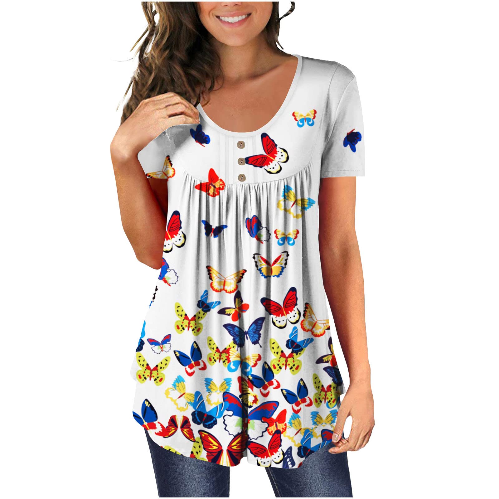Stylish Women's Short Sleeve Tunic Tops for Leggings - Comfortable Crewneck T-Shirt 2022 Fashion - Perfect for Casual Wear, Yoga & Everyday Outfits