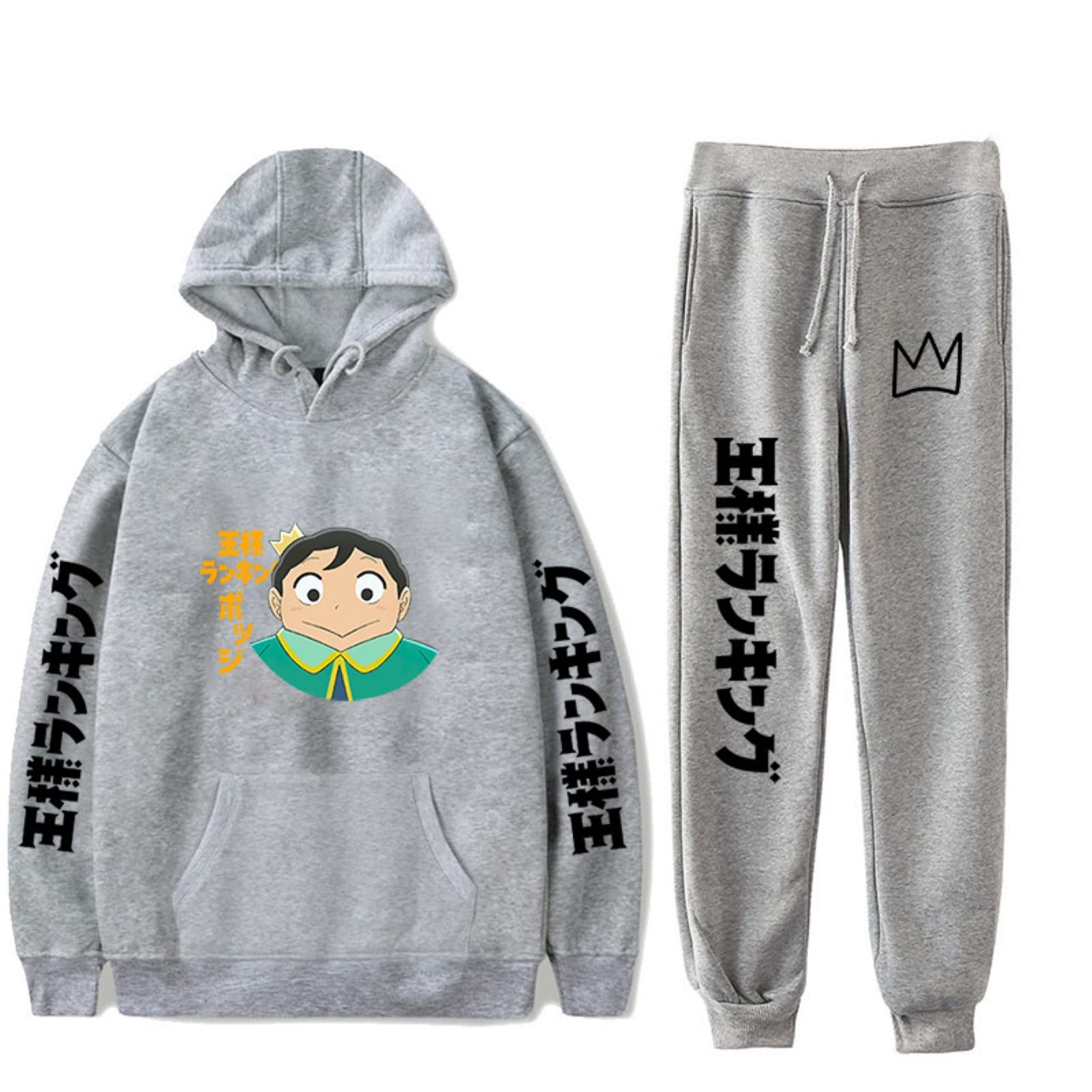 Anime Ranking of Kings Hoodie & Sweatpants Set for Men - Bojji Manga Character Two-Piece Tracksuit | Casual Wear, Cosplay, and Anime Fan Outfit