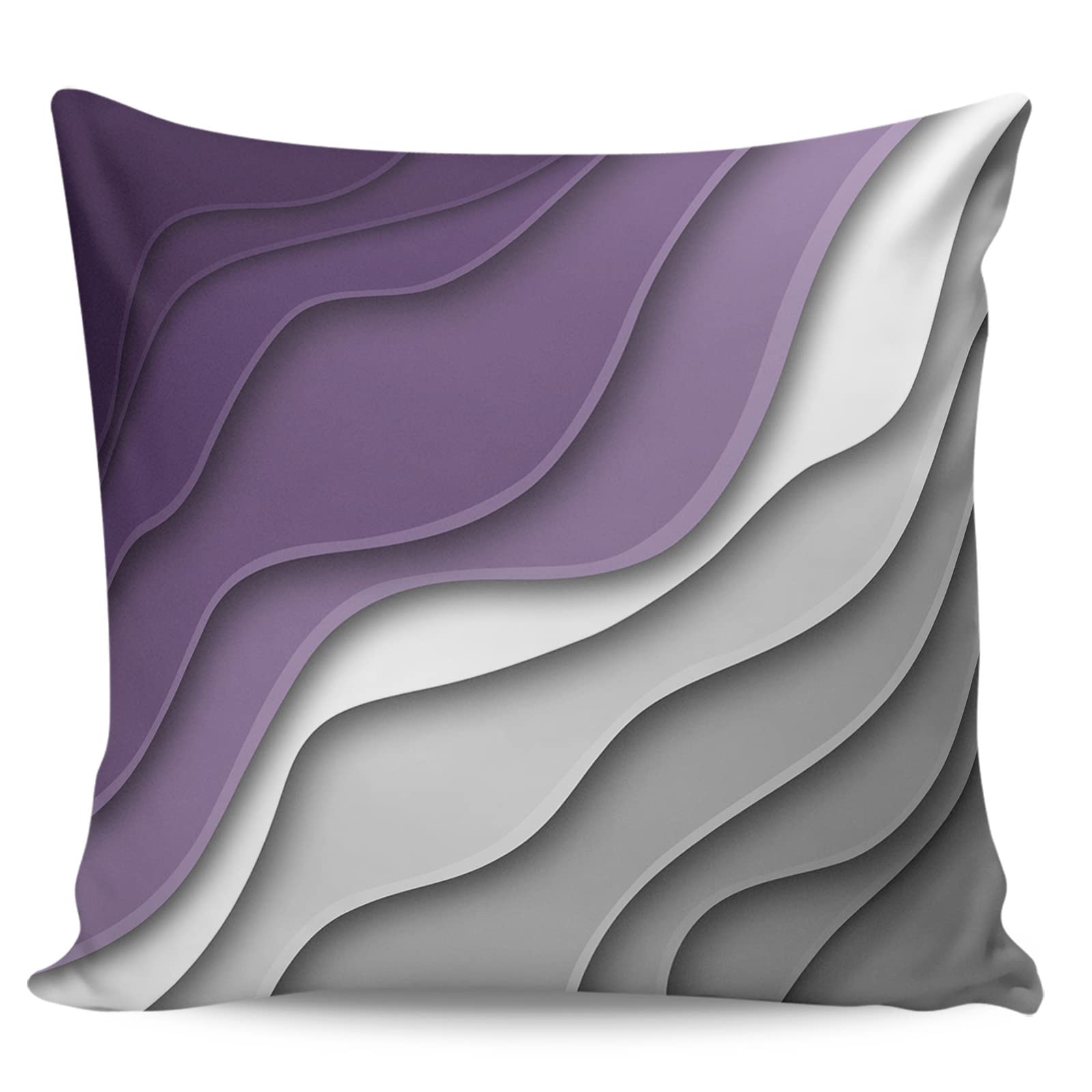 Modern Geometric Throw Pillow Covers 18x18 Inch - Purple Gray Abstract Gradient Design for Couch, Sofa & Chair - Decorative Home Accent for Living Room, Bedroom & Office