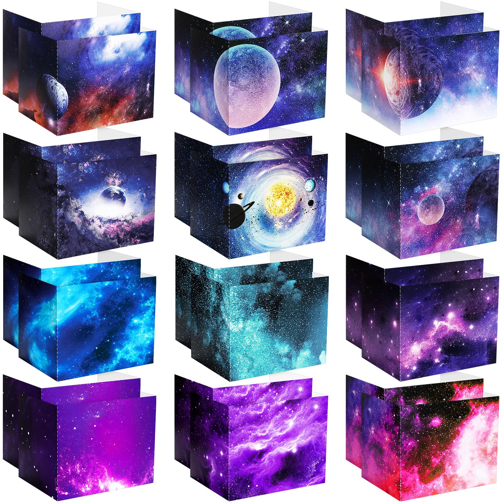 SATINIOR 12-Pack Classroom Privacy Folders & Desk Dividers - Bulk Privacy Boards for Students & Teachers (12 Styles, Starry Sky Design) - Perfect for Testing, Study Sessions & Focused Learning Environments