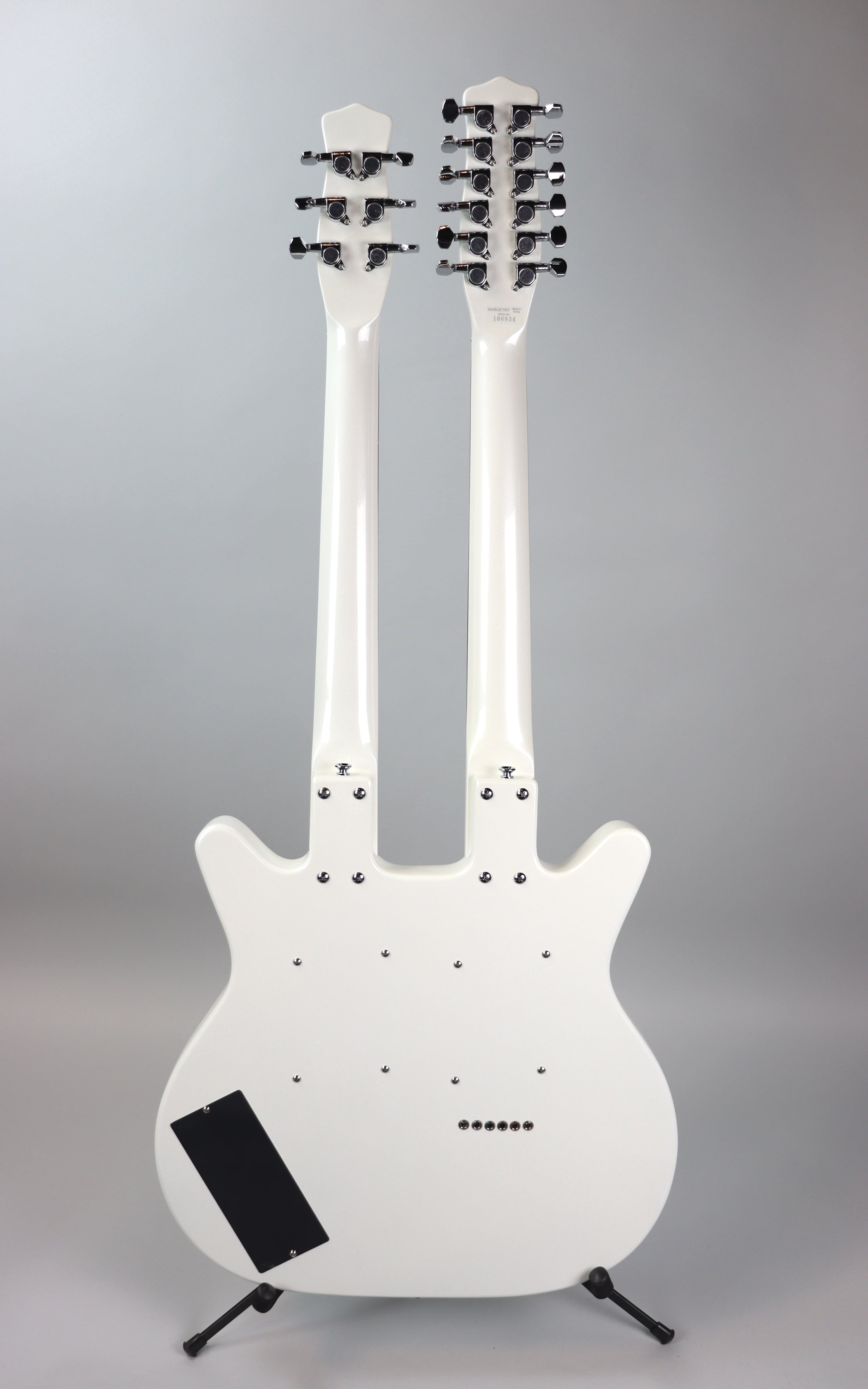 Danelectro Double Neck 6/12 String Electric Guitar in White Pearl Finish - Perfect for Live Performances & Studio Recording