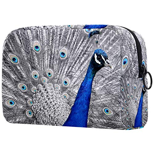 Waterproof Travel Toiletry Bag for Women & Men - Large Cosmetic Makeup Organizer with Zipper, White Peacock Design - Perfect for Airplane Carry-on, Gym, Camping & Vacation Essentials