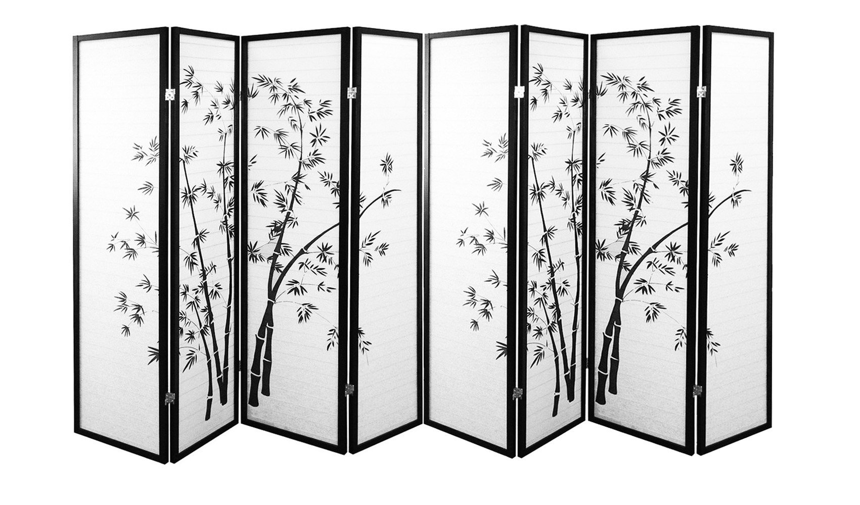 HONGVILLE 8-Panel Bamboo Shoji Paper Screen Room Divider - Japanese Style Privacy Partition for Home, Office & Meditation Spaces