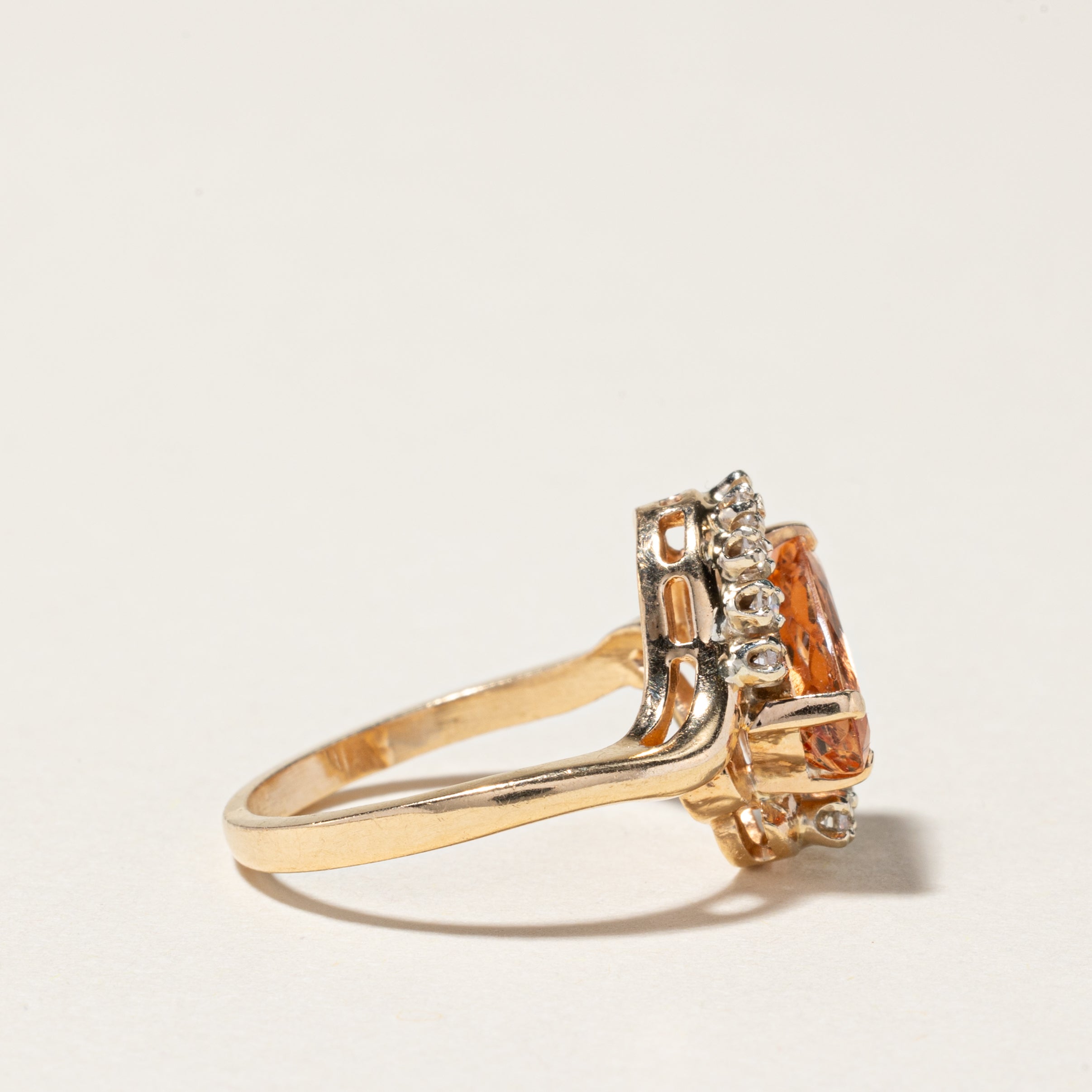 14K Yellow Gold Morganite & Diamond Ring - 1.30ct Morganite & 0.16ctw Diamonds, Size 6.5 | Elegant Engagement, Wedding, Anniversary Gift for Her
