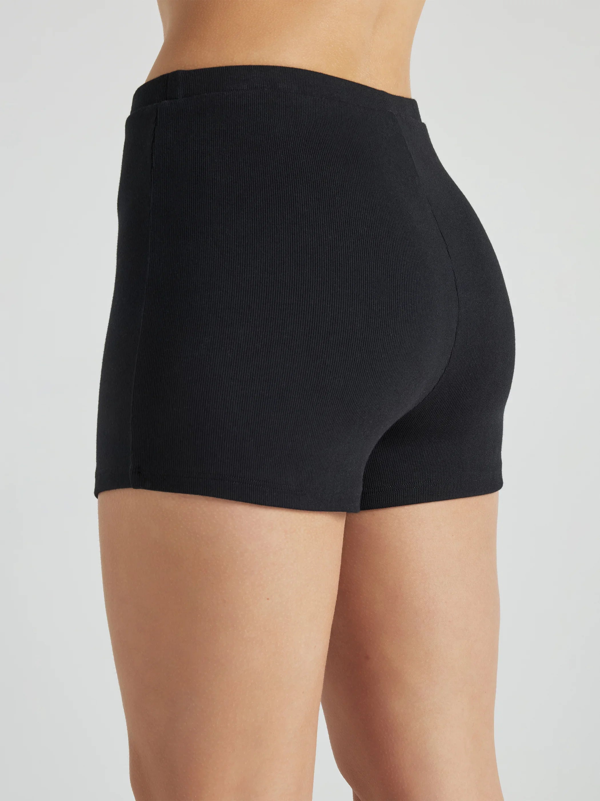 Serene Ribbed Shorts for Women - Soft & Stretchy High Waist Shorts in Black | Perfect for Yoga, Lounge, and Summer Outfits