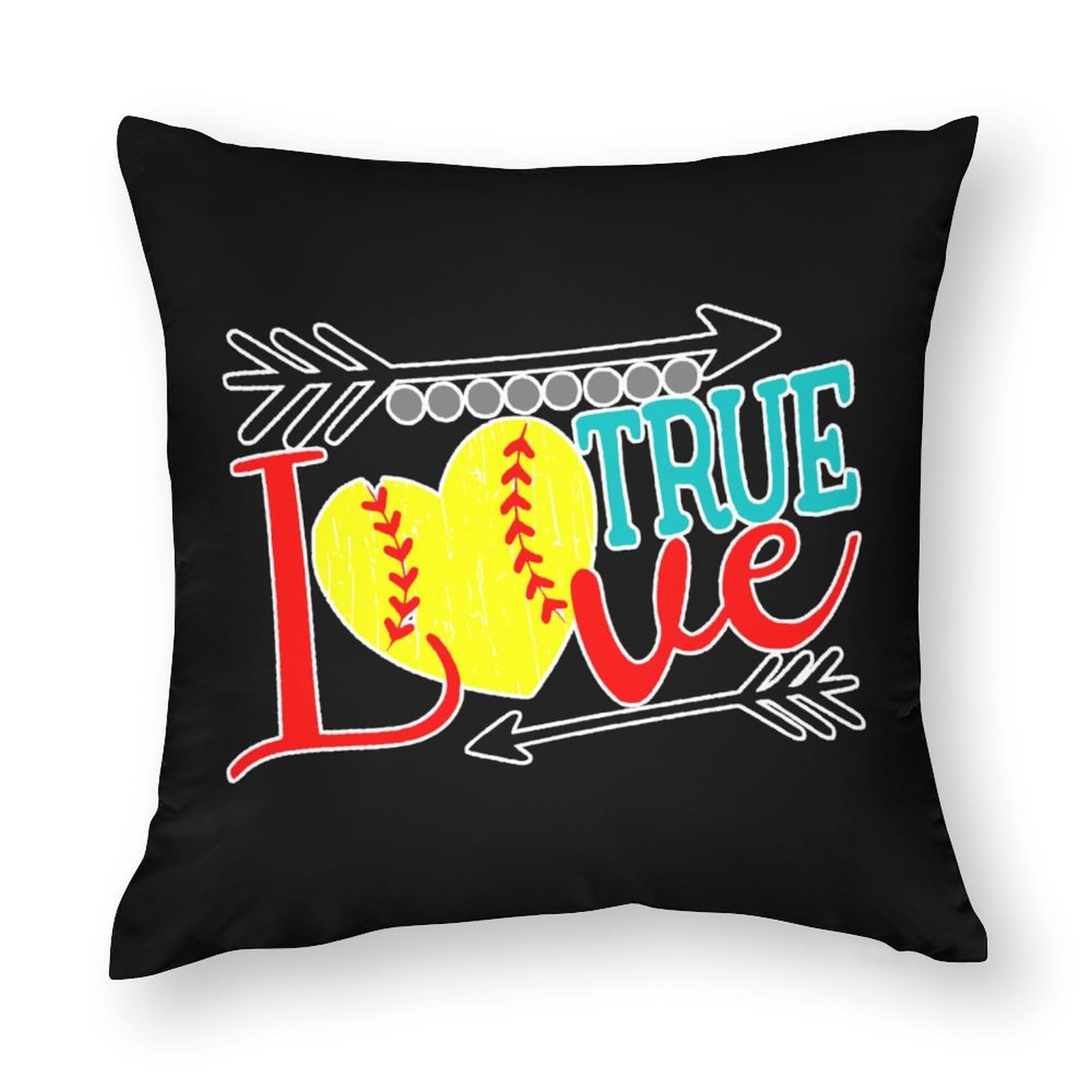 Softball Polyester Pillow Cases - Ultra Soft & Smooth 18x18 Inch Cushion Covers for Sofa, Bed, or Couch - Perfect for Home Decor, Living Room, Bedroom & Dorm Essentials
