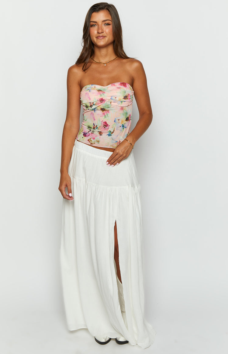 Elegant Cade White Maxi Skirt for Women - Flowy Boho Summer Skirt with Pockets | Perfect for Beach, Vacation, and Casual Outings