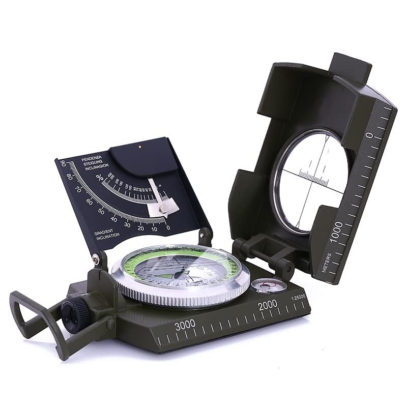 Military Sighting Compass for Hiking, Camping & Survival - Compact Handheld Compass with Declination Adjustment, Waterproof & Durable for Outdoor Adventures - Perfect for Backpacking, Hunting, Boy Scout Activities & Emergency Navigation