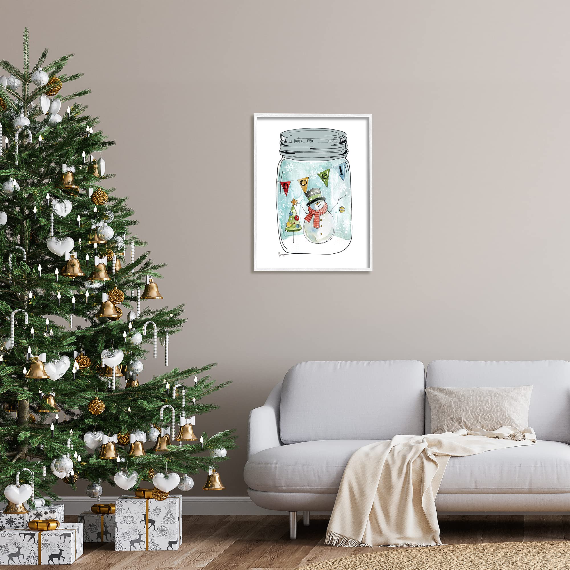 Stupell Industries Noel Phrase Snowman Christmas Tree in Country Jar Framed Wall Art - 24