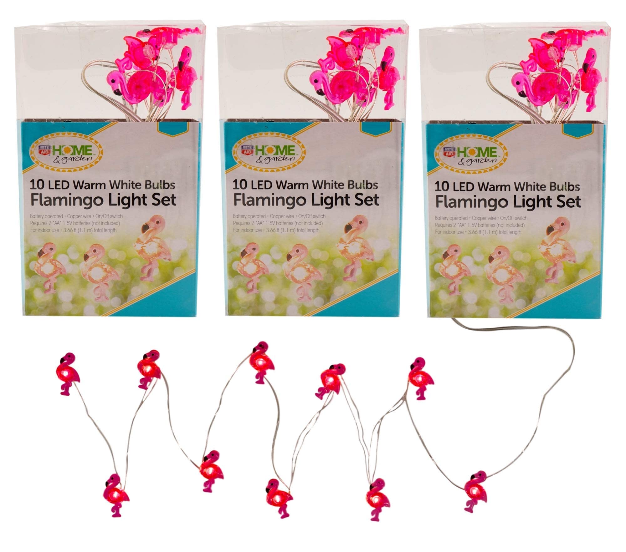 3 Pack Mini LED Light Sets - 3.6 ft Battery Operated String Lights with 10 Warm White Bulbs Each for Home Decor, Wedding, Party, Christmas & Outdoor Lighting