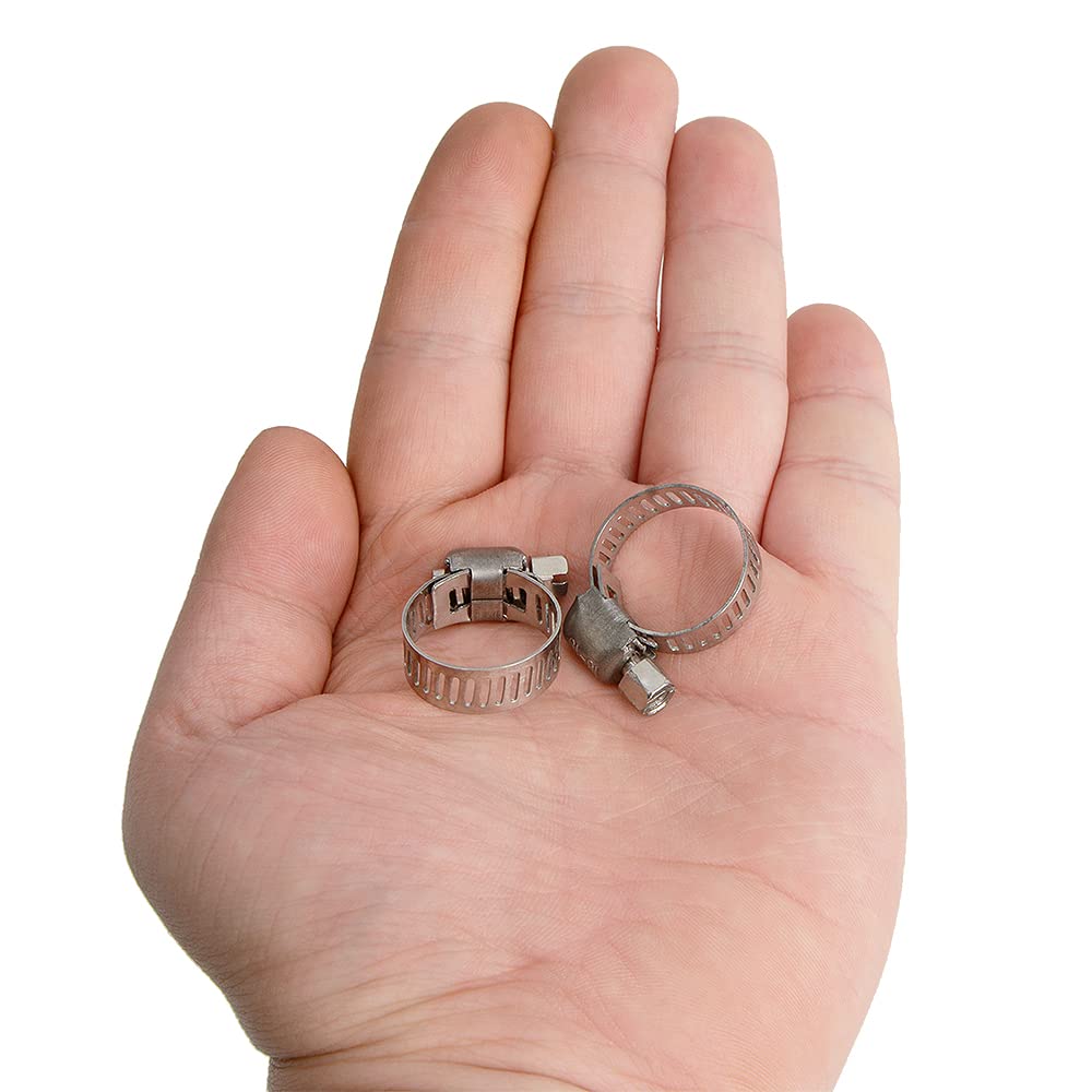 Penck 12 Pack 1/2'' - 3/4'' Stainless Steel Worm-Gear Hose Clamps | 13-19mm Range | Miniature Power-Seal Worm-Drive Kit for Automotive, Plumbing & Industrial Applications