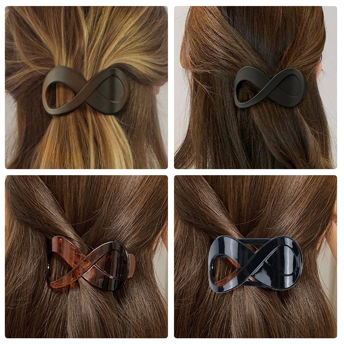 4 PCS Large Non-Slip Acrylic Hair Claw Clips for Women - Matte French Hair Clips in 4 Colors (Black, Brown, Matte Black, Matte Brown) - Perfect for Updos, Ponytails & Everyday Hairstyles