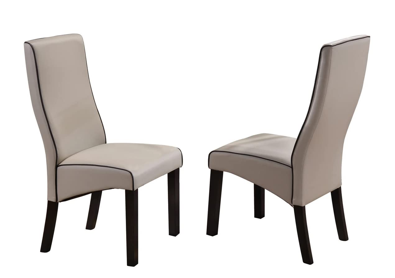 Kings Brand Upholstered Parson Dining Chairs (Set of 2) - Modern Gray Fabric Side Chairs for Kitchen, Dining Room & Home Office - Comfortable & Stylish Seating Solution