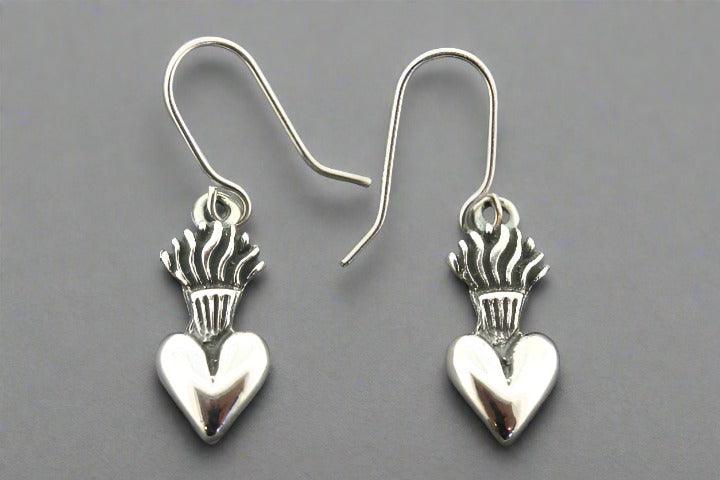 Flaming Heart Earrings - Sterling Silver Dangle Earrings for Women, Perfect for Valentine's Day, Date Night & Special Occasions