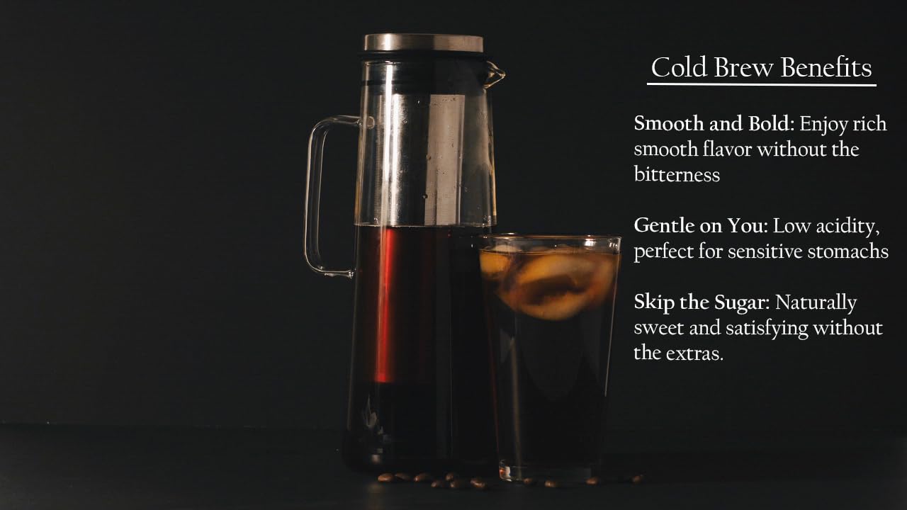 Stainless Steel Airtight Cold Brew Coffee Maker - 1.5Qt/48OZ Iced Coffee Pitcher for Smooth, Flavorful Homemade Cold Brew | Perfect for Home, Office & Outdoor Use