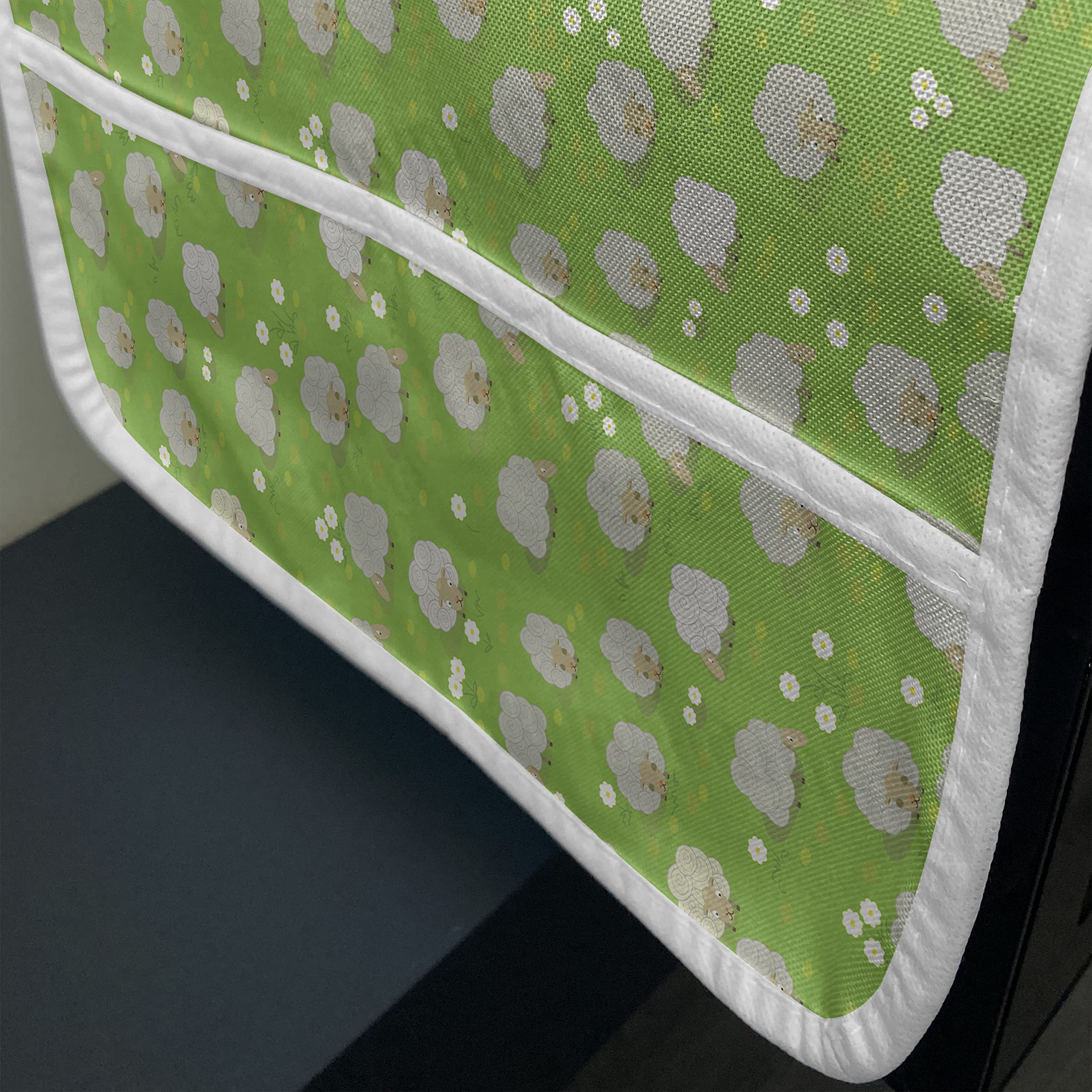 Ambesonne Microwave Oven Cover with Goat Herd Grazing on Meadow Print - Water Resistant Kitchen Organizer with Pockets, 36