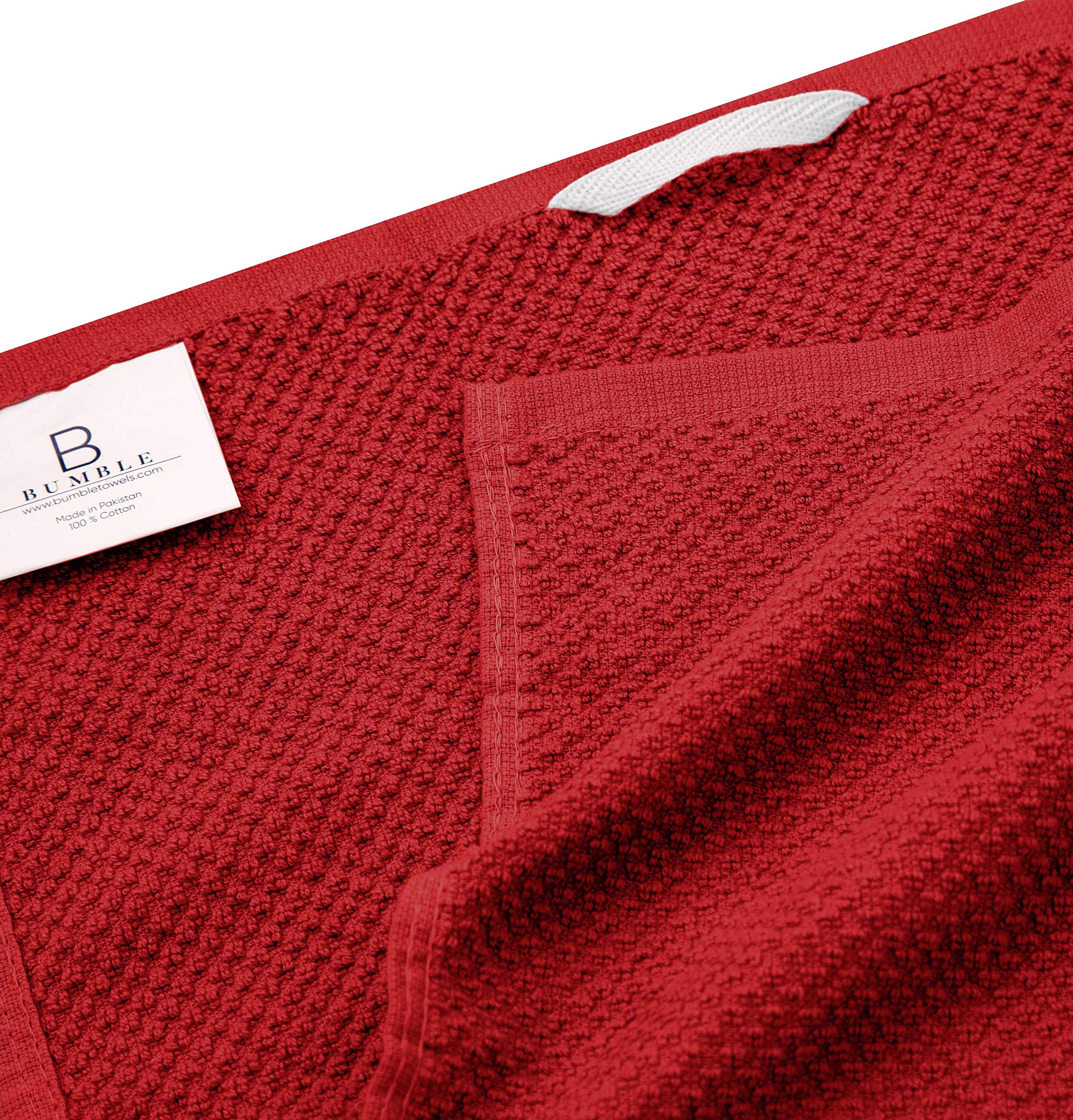 Premium Cotton Kitchen Towels Set of 6 - Extra Large 16x26 Inches, 430 GSM Super Absorbent Dish Towels with Hanging Loop - Popcorn Pattern in Red - Perfect for Cooking, Baking, Dish Drying & Kitchen Decor