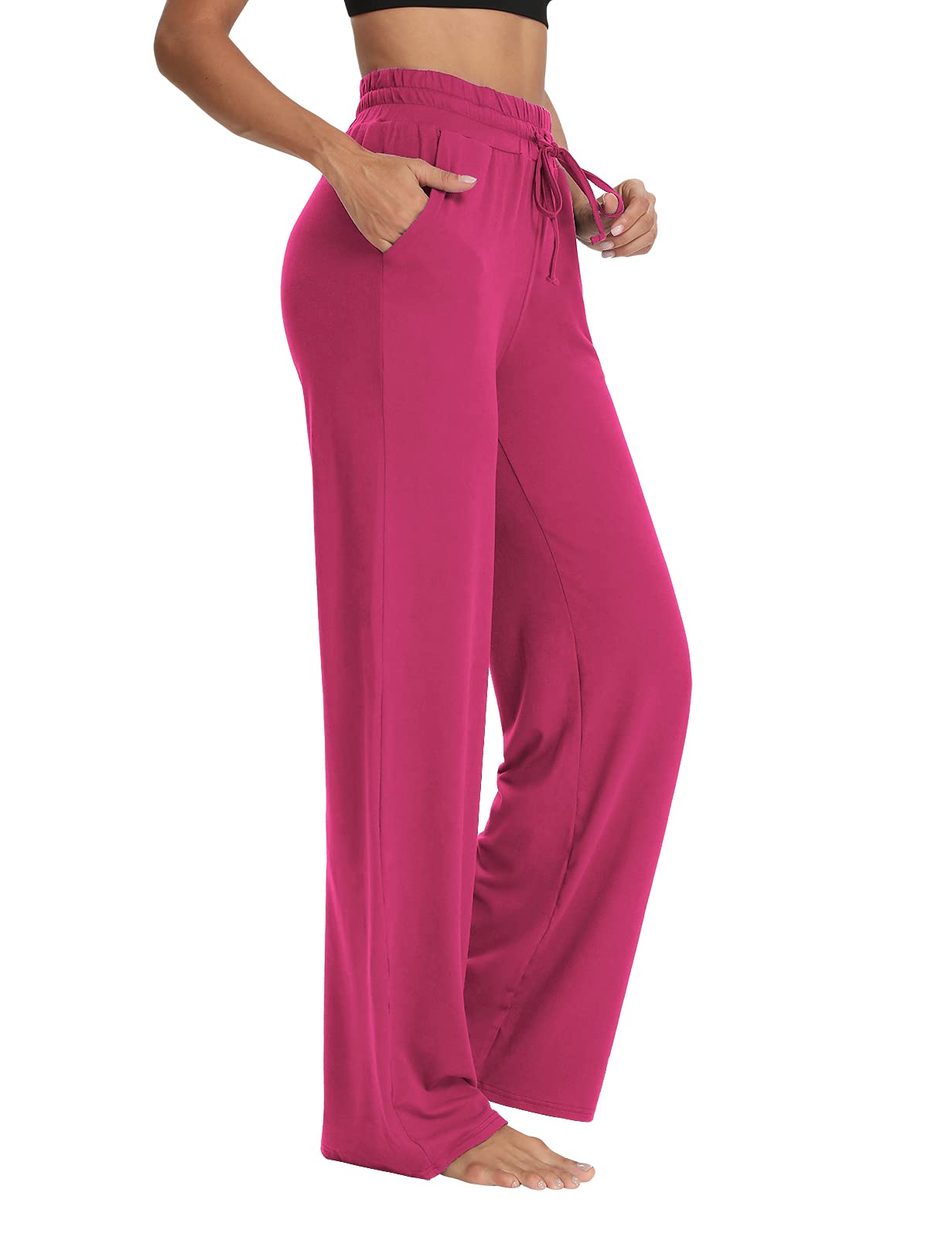Sarin Mathews Women's Wide Leg Yoga Sweatpants - High Waisted Lounge Pajama Pants with Drawstring & Pockets - Comfy Workout Joggers for Yoga, Running, Home & Travel