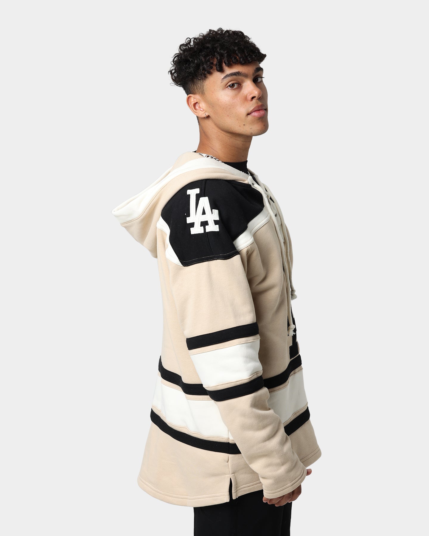47 Brand Los Angeles Dodgers Superior Lacer Hoodie Khaki - Men's Baseball Fan Zip-Up Sweatshirt for Game Day & Casual Wear