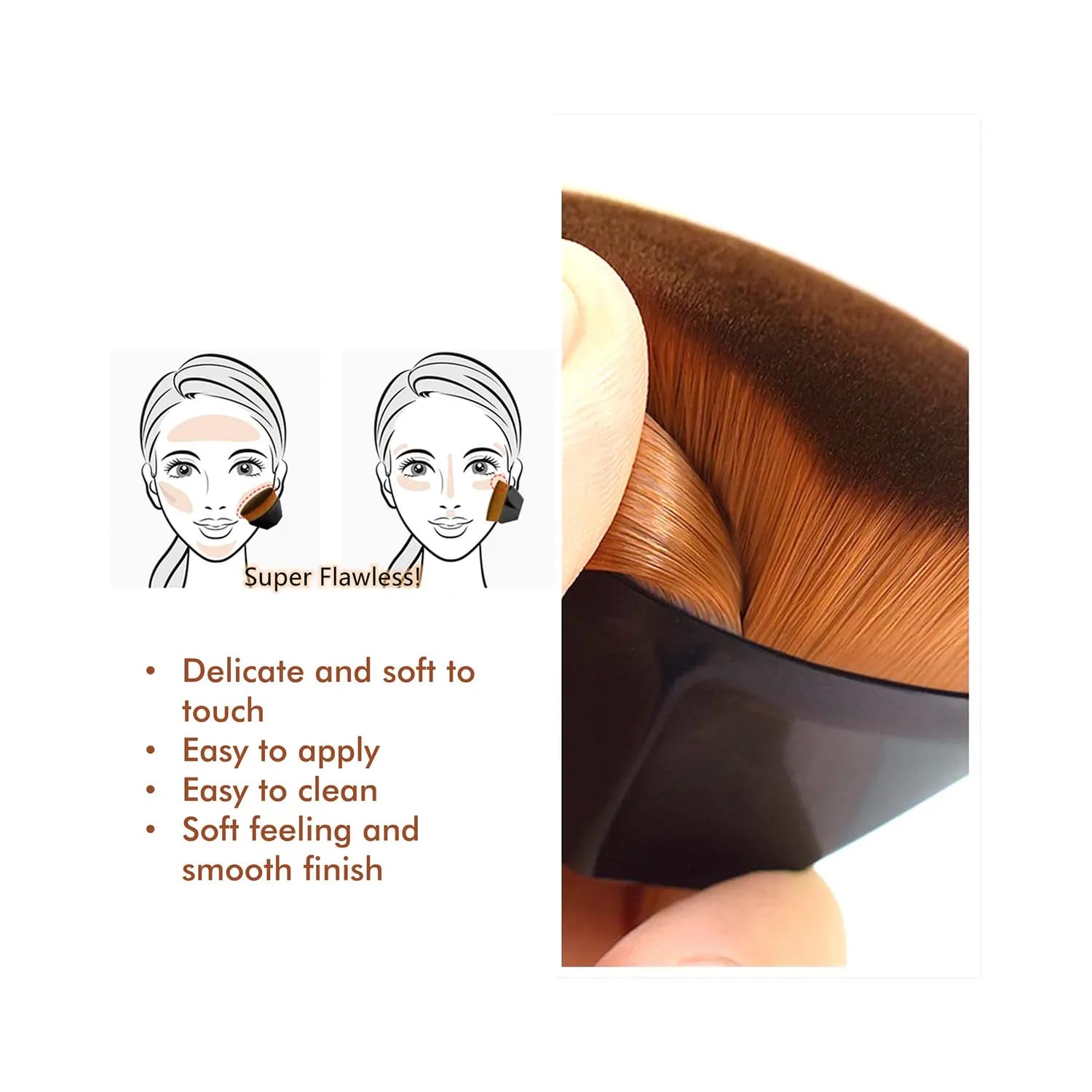 Professional Foundation Brush - Soft Synthetic Bristles for Flawless Liquid & Cream Makeup Blending - Ideal for Foundation, Concealer & Blush Application - Perfect for Daily Makeup & Professional Use