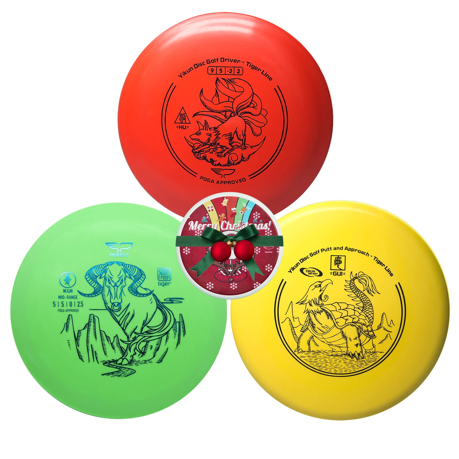 Yikun PDGA Approved Disc Golf Starter Set - 4 Discs (165-175g) with Driver, Mid-Range, Putter & Mini Disc for Beginners | Perfect for Practice, Tournaments & Outdoor Recreation