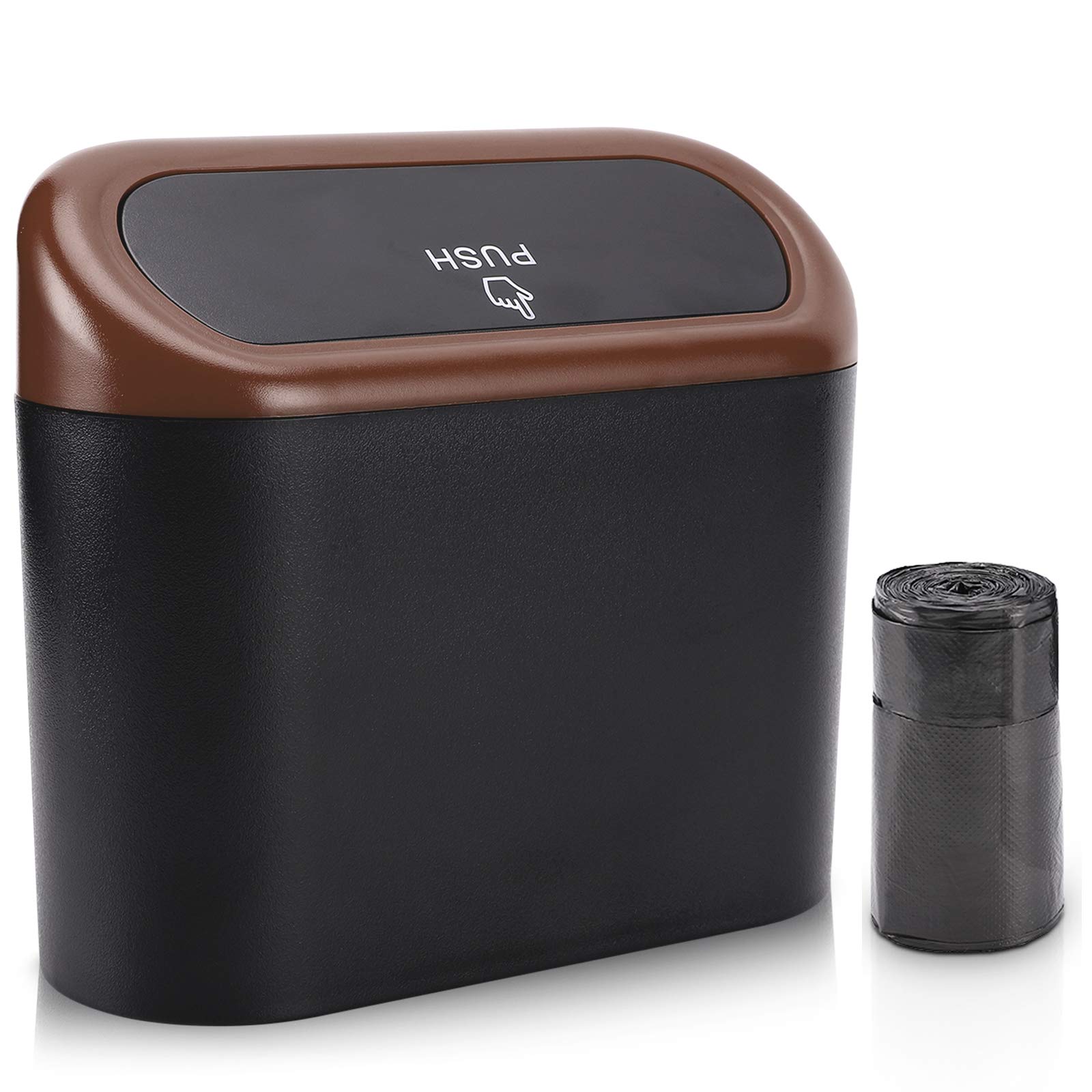 Accmor Leakproof Car Trash Can with Lid - Waterproof Vehicle Garbage Bin with Trash Bags for Auto, Home & Office - Perfect for Road Trips, Commuting and Kitchen Waste Management