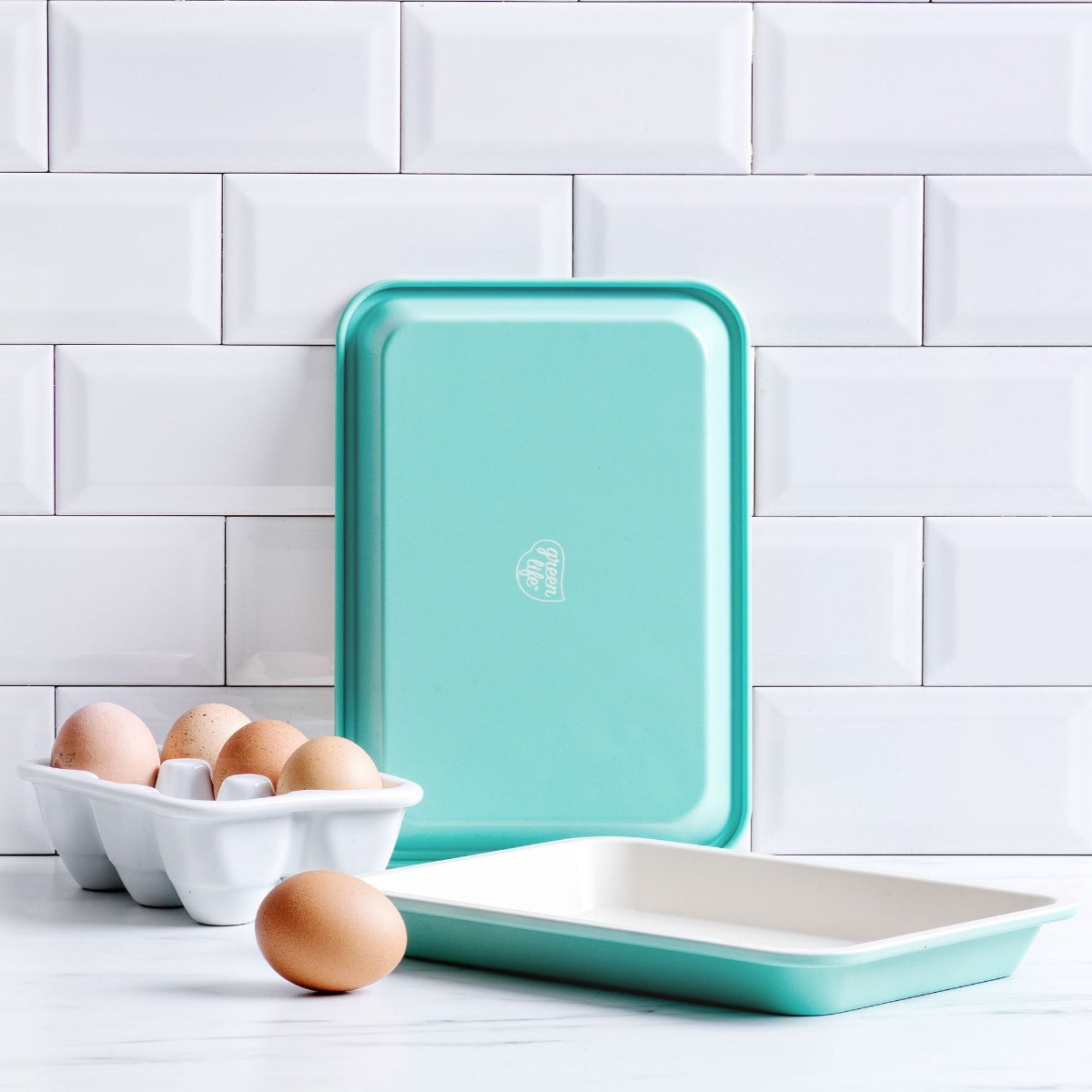 GreenLife Ceramic Nonstick Cookie Baking Sheet Set - 9 x 7 Inch Oven Safe Baking Pan for Cookies, Pastries & Roasting Veggies | Perfect for Home Baking & Holiday Cooking