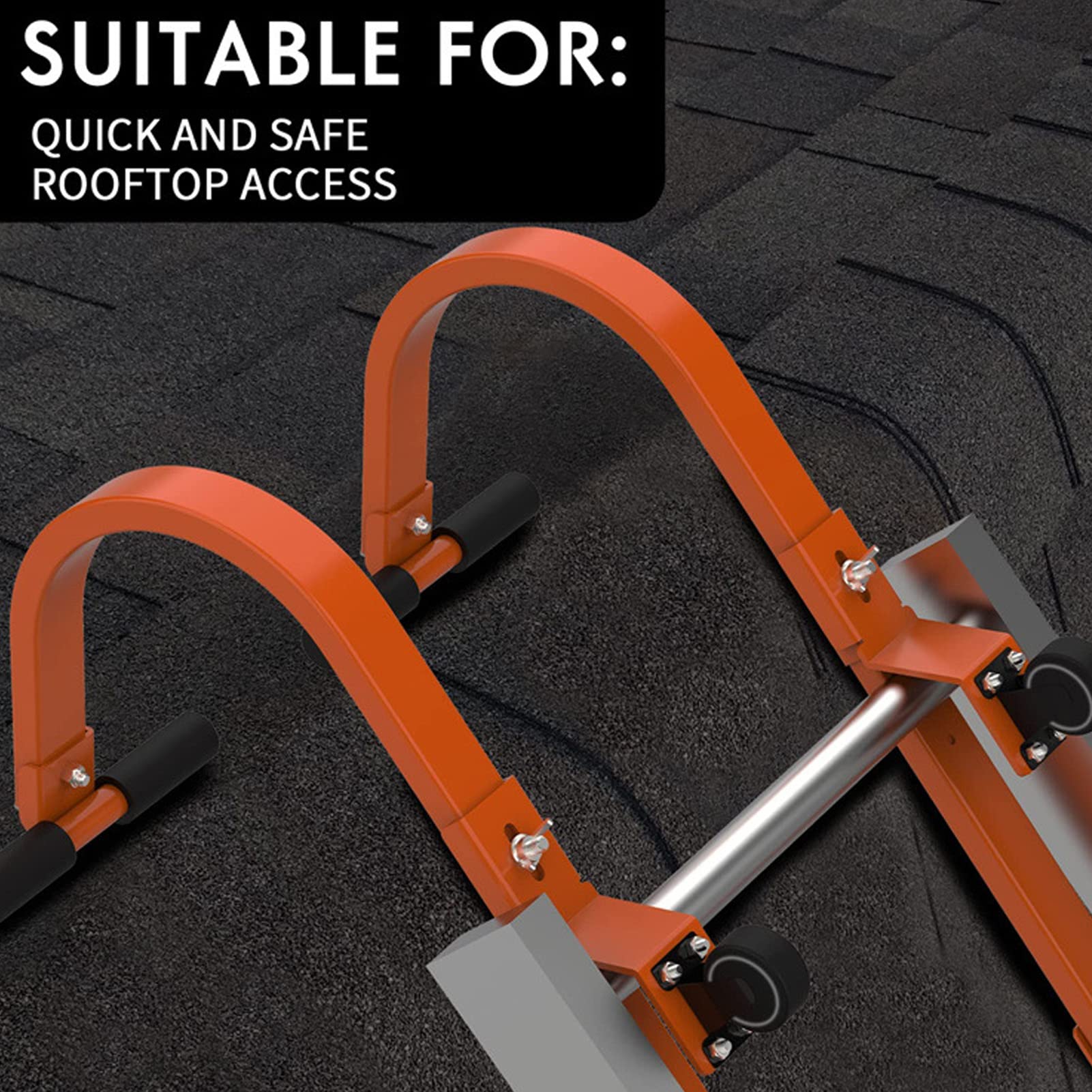 TOPTINCN Aluminum Alloy Ladder Stabilizer Kit with T-Bar & Wheel Grip - Heavy Duty Roof Hook for Climbing, Gutter Cleaning & Home Maintenance