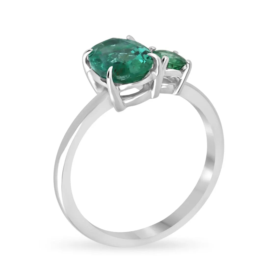 2.40 Carat Natural Emerald Toi et Moi Ring with Oval & Round Cut Gemstones - Perfect for Engagement, Anniversary & Romantic Gifts