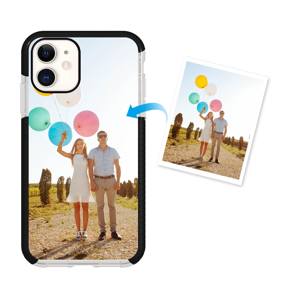 Custom iPhone 12 Case - Soft TPU Shockproof & Anti-Scratch Phone Cover with Personalized Photo Collage, Name & Text - Perfect Birthday, Christmas & Valentine's Gift (Black) - Great for Everyday Protection & Special Occasions