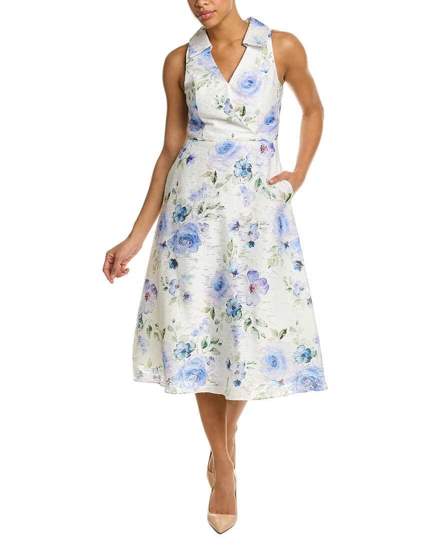 Adrianna Papell Women's Printed Jacquard Shirt Dress - Elegant Floral Wrap Dress for Work, Party & Special Occasions
