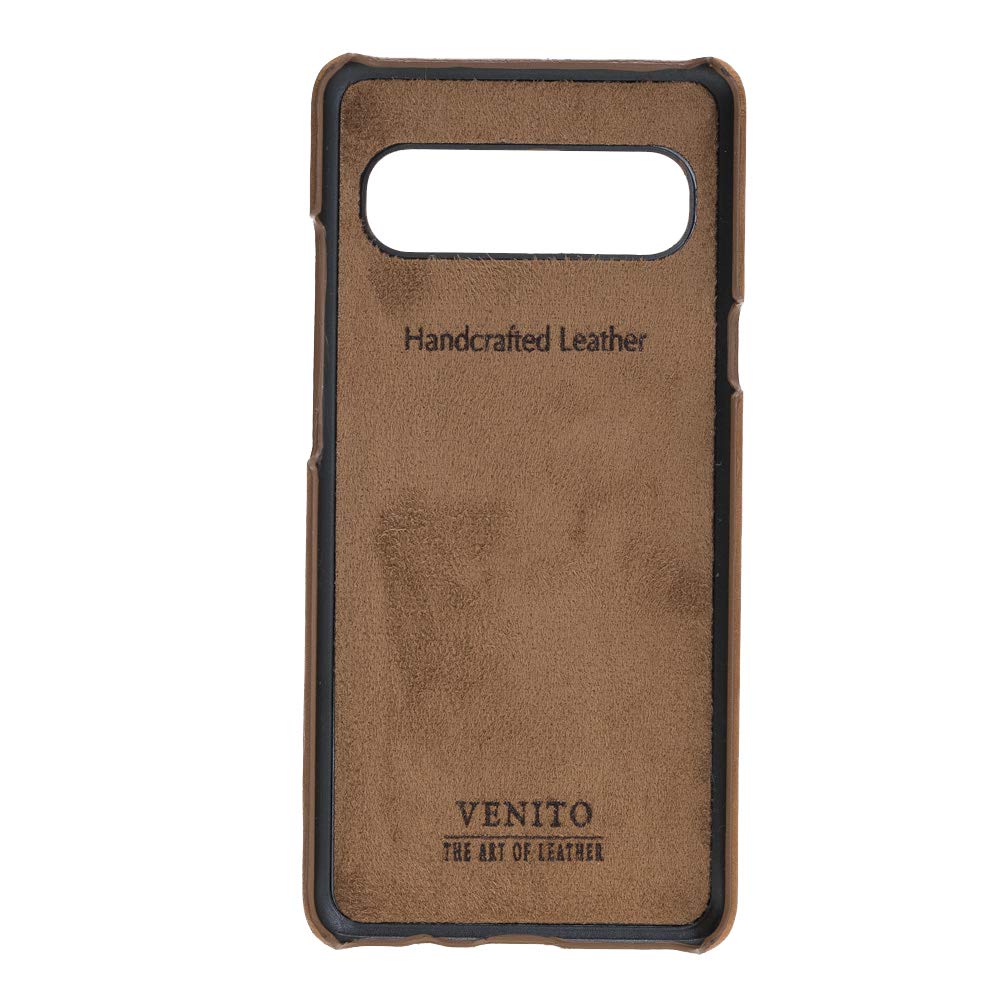 Venito Florence Genuine Leather Wallet Phone Case for Samsung Galaxy S10 5G - RFID Blocking for Security - Detachable Card Holder - Antique Brown - Perfect for Travel, Business & Everyday Use