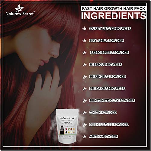 Nature's Secret DIY Natural Hair Growth Powder - Fast Hair Growth Treatment, Green, 250g | Organic Herbal Remedy for Thicker, Longer Hair at Home