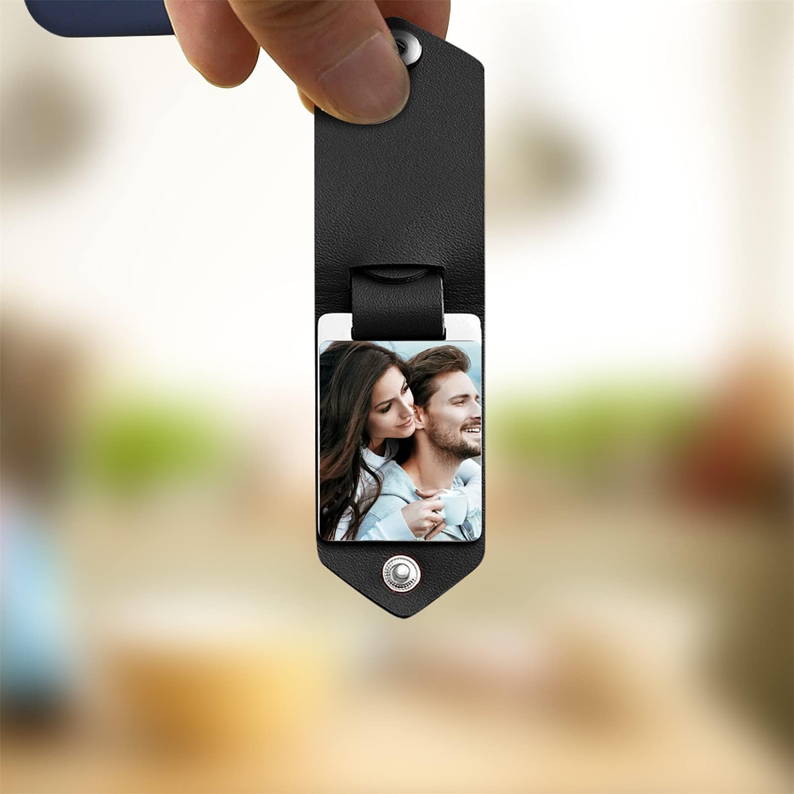 Personalized Genuine Leather Keychain for Men - Custom Photo & Engraved Name Key Ring - Unique Gift for Dad, Husband, Father - Perfect for Birthdays, Anniversaries & Special Occasions