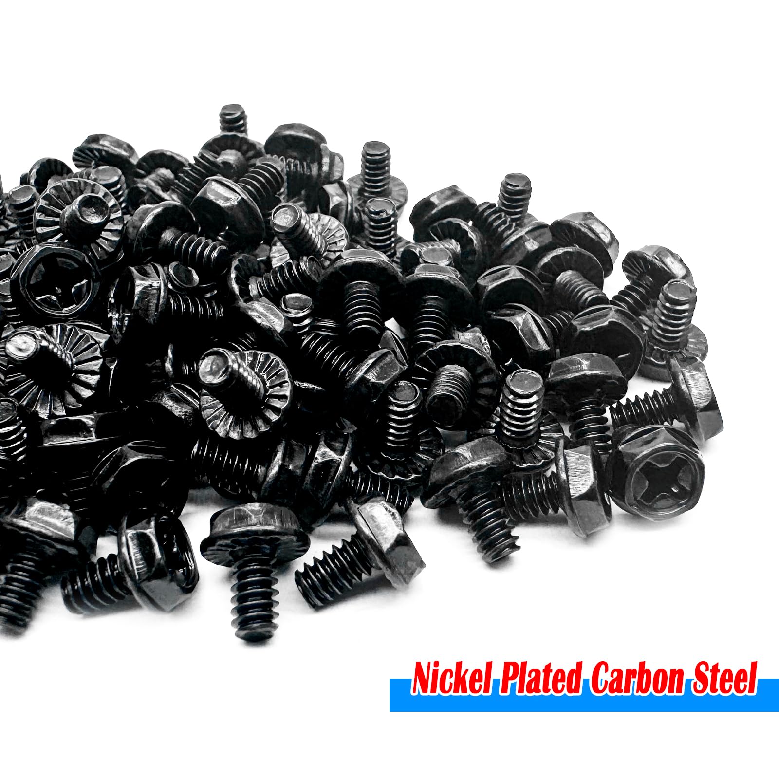200PCS 6#-32x6mm Hex Phillips Head Computer Case Screws - Hard Drive Mounting Fasteners for PC Building & Repair (Black/Nickel Plated) | Ideal for DIY Computer Assembly, Server Rack Installation & Electronics Maintenance