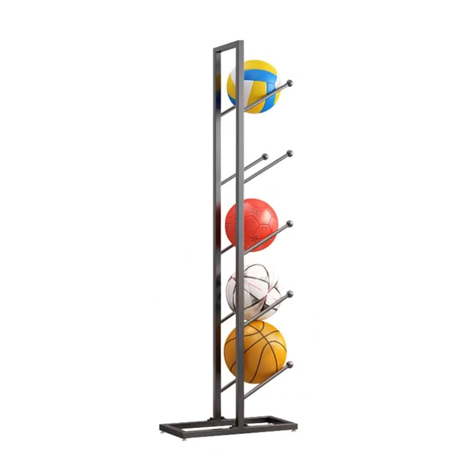 CL-ZZZ 5-Layer Adjustable Basketball Organizer Rack - Heavy Duty Storage for Basketballs, Footballs, Volleyballs - Space Saving Sports Equipment Organizer for Indoor & Outdoor Use - Perfect for Garage, Gym, Playroom, and Backyard