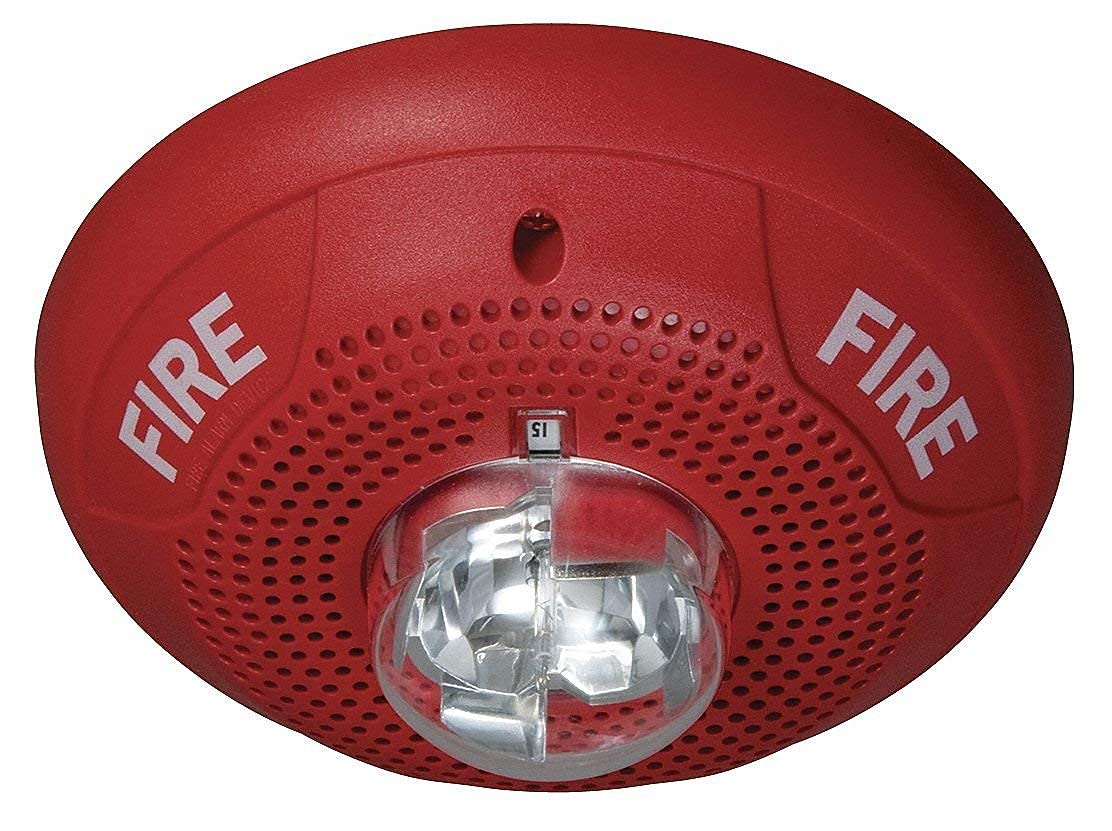 High-Intensity Red Ceiling Speaker Strobe Light - Fire Alarm & Emergency Alert System for Commercial Buildings & Public Spaces