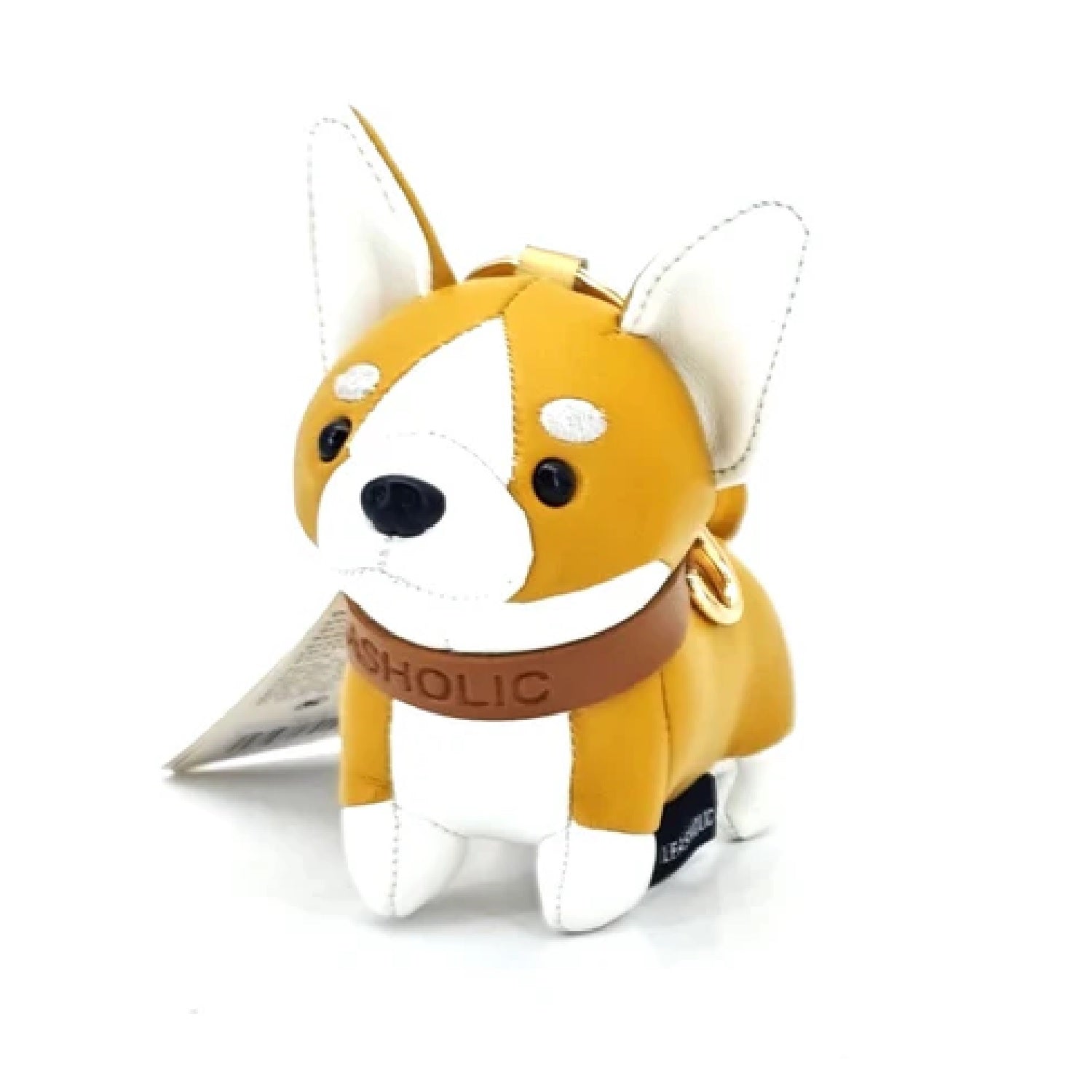 Corgi Leather Charm Keychain - Handmade Genuine Leather Dog Lover Gift for Pet Owners - Perfect for Keys, Bags & Backpacks
