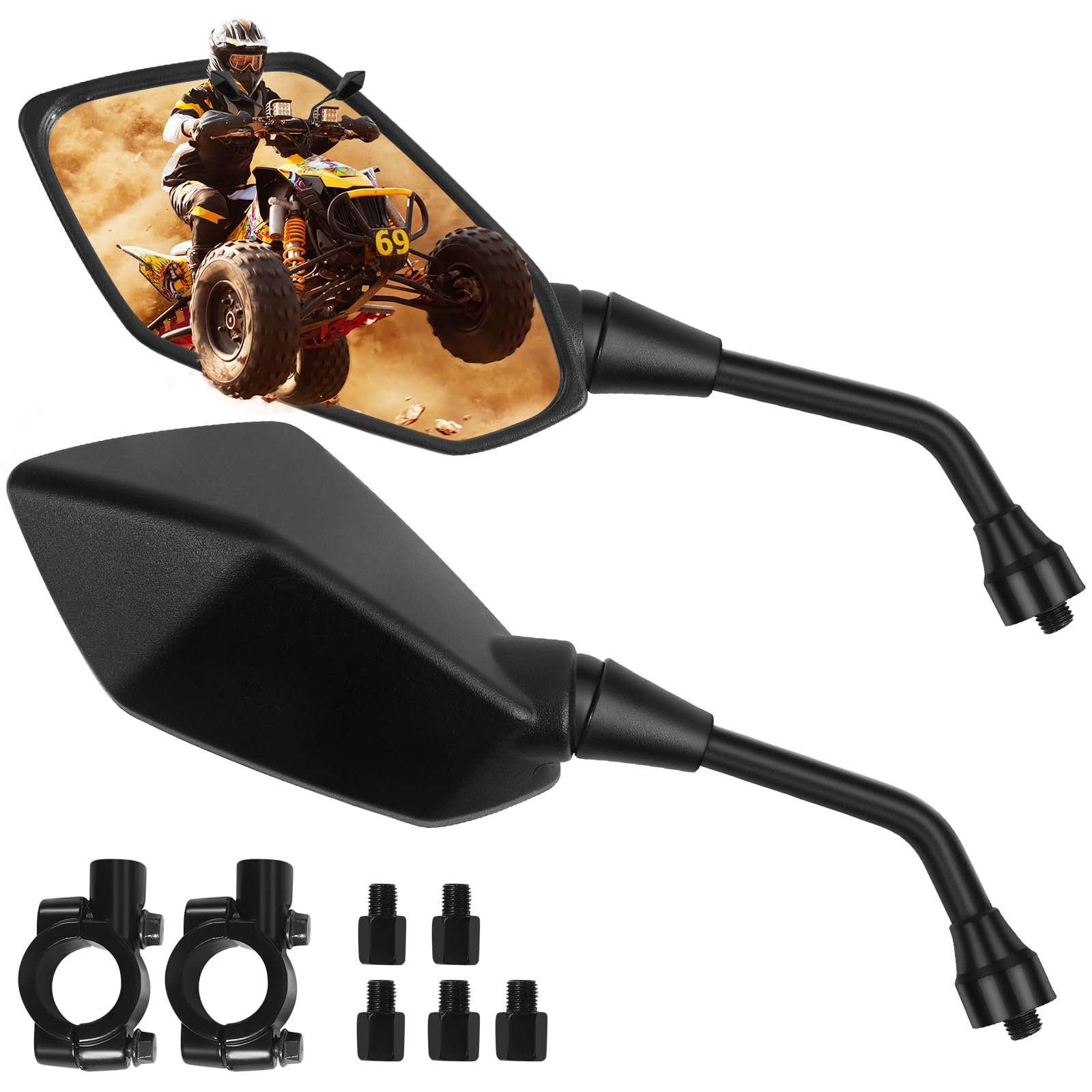 ATV Mirror & Motorcycle Side Mirrors - 8mm/10mm Bolt & 7/8