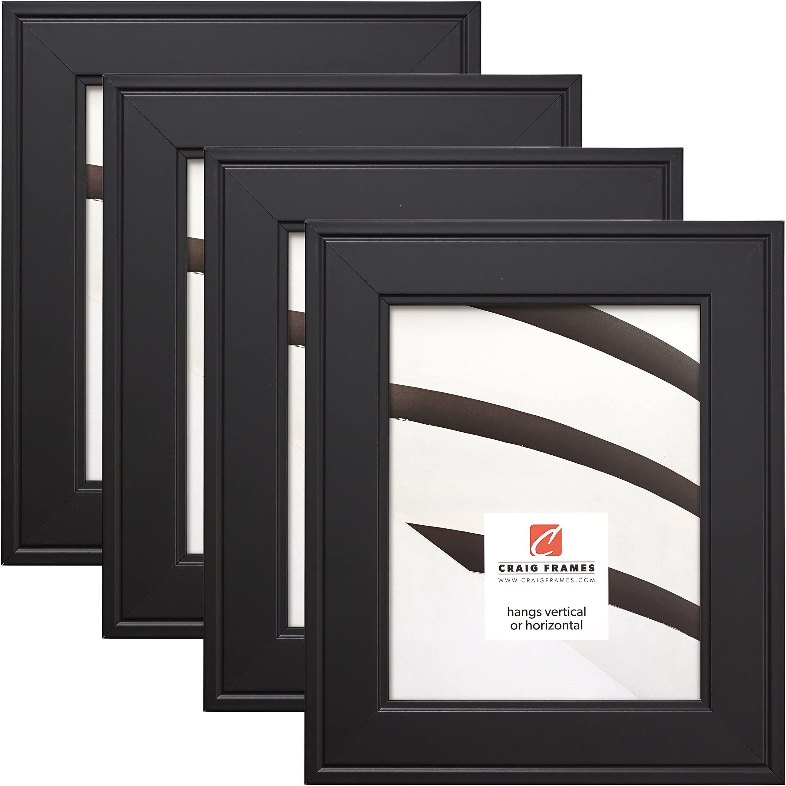 Craig Frames Contemporary Inspirational Picture Frames 4x10 Inch - Set of 4 Black Wall Photo Frames for Home Office Decor, Gallery Wall Display & Gift Giving