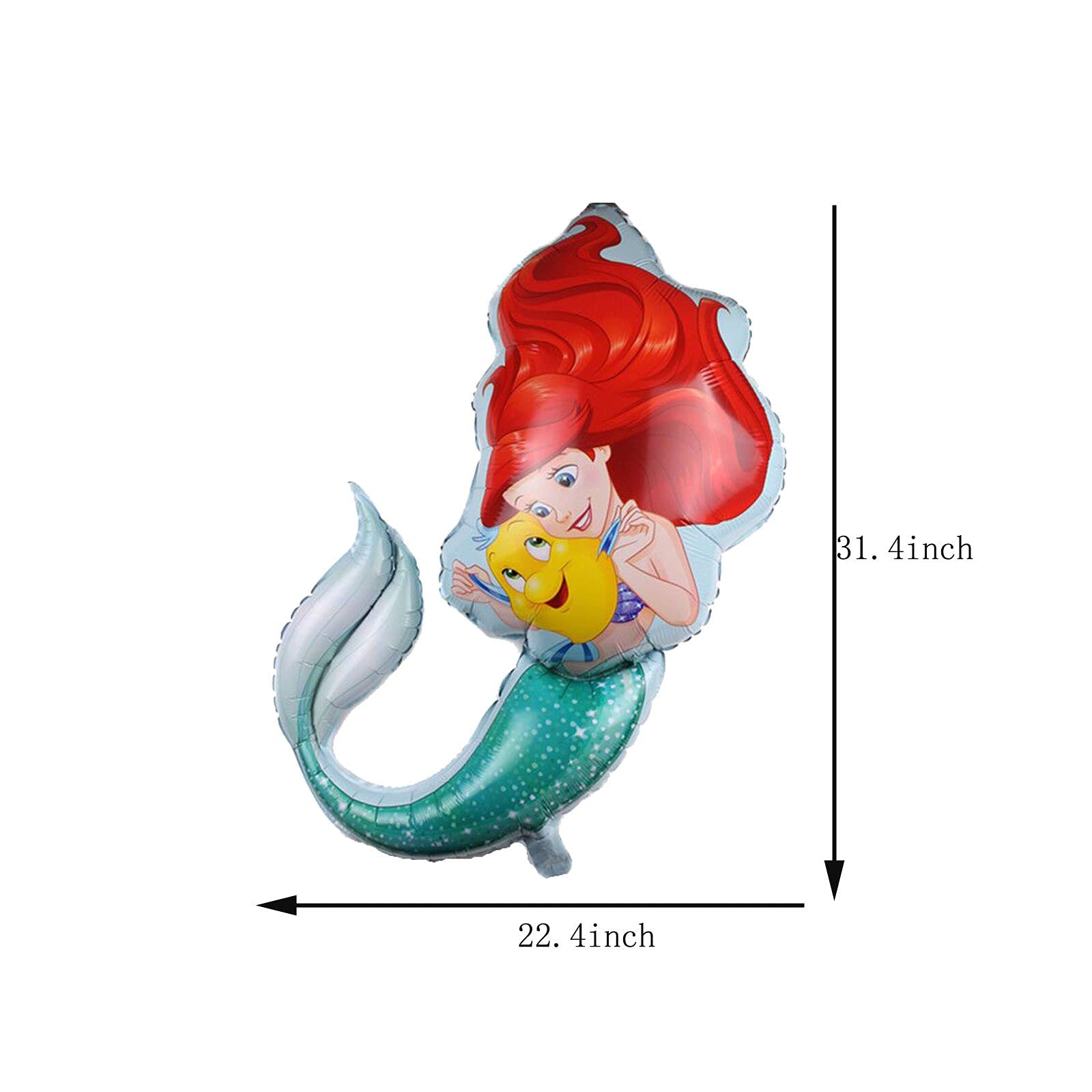 5PCS Mermaid Foil Balloons - Helium-Ready Mylar Shell Balloons for Mermaid Birthday Party Decorations, Baby Shower, Underwater Theme Events & Ocean Party Supplies