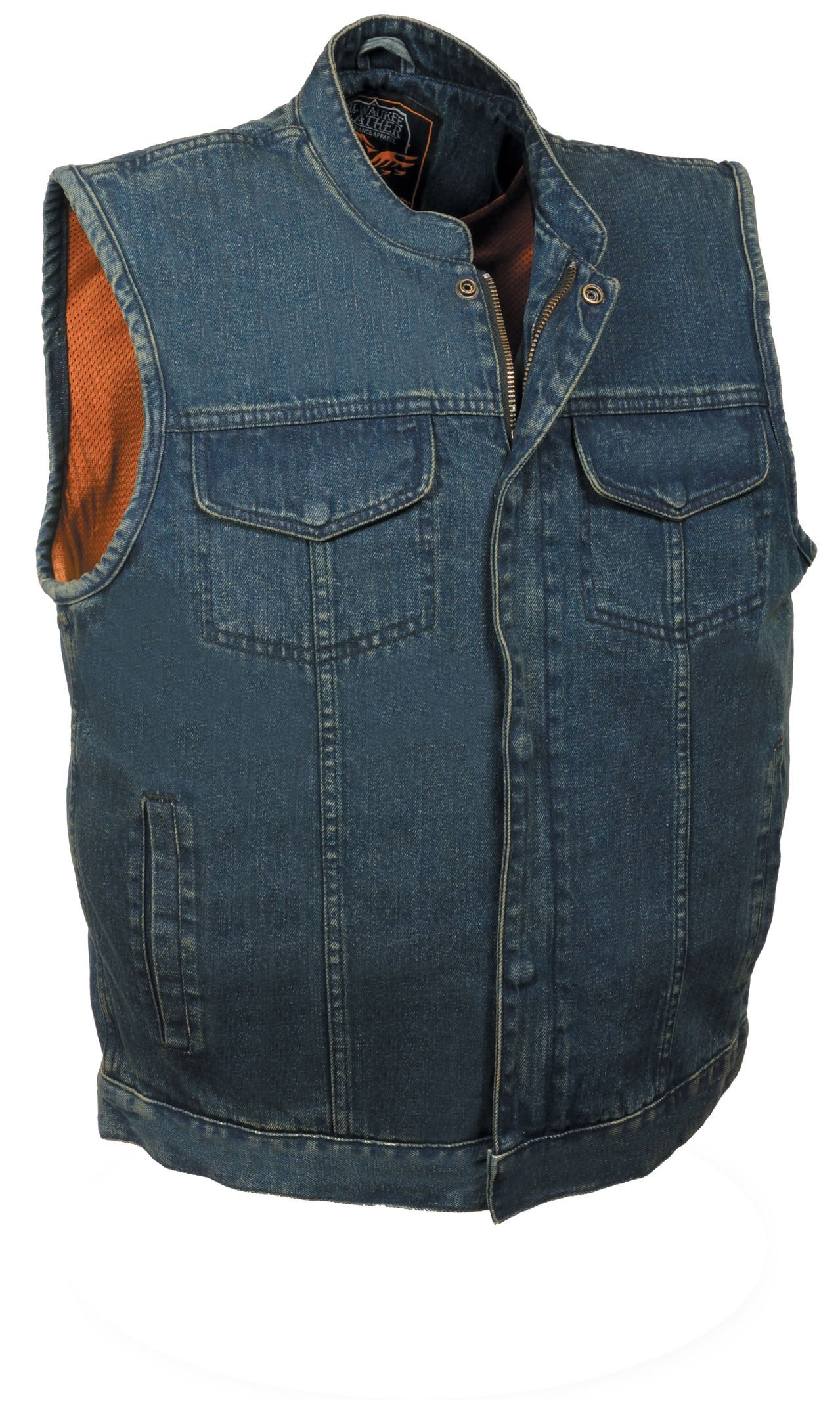 Men's Concealed Snap Denim Club Style Vest with Hidden Zipper - Blue | Tactical Concealed Carry Vest for Outdoor Activities & Urban Fashion